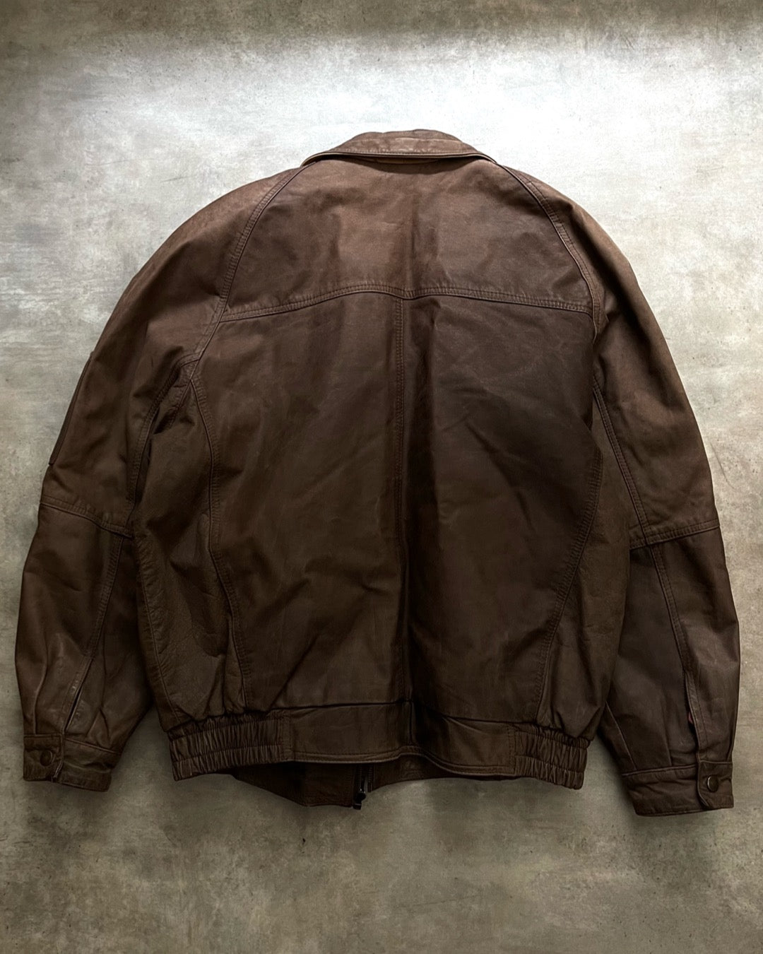 BOMBER LEATHER BROWN JACKET (XL)