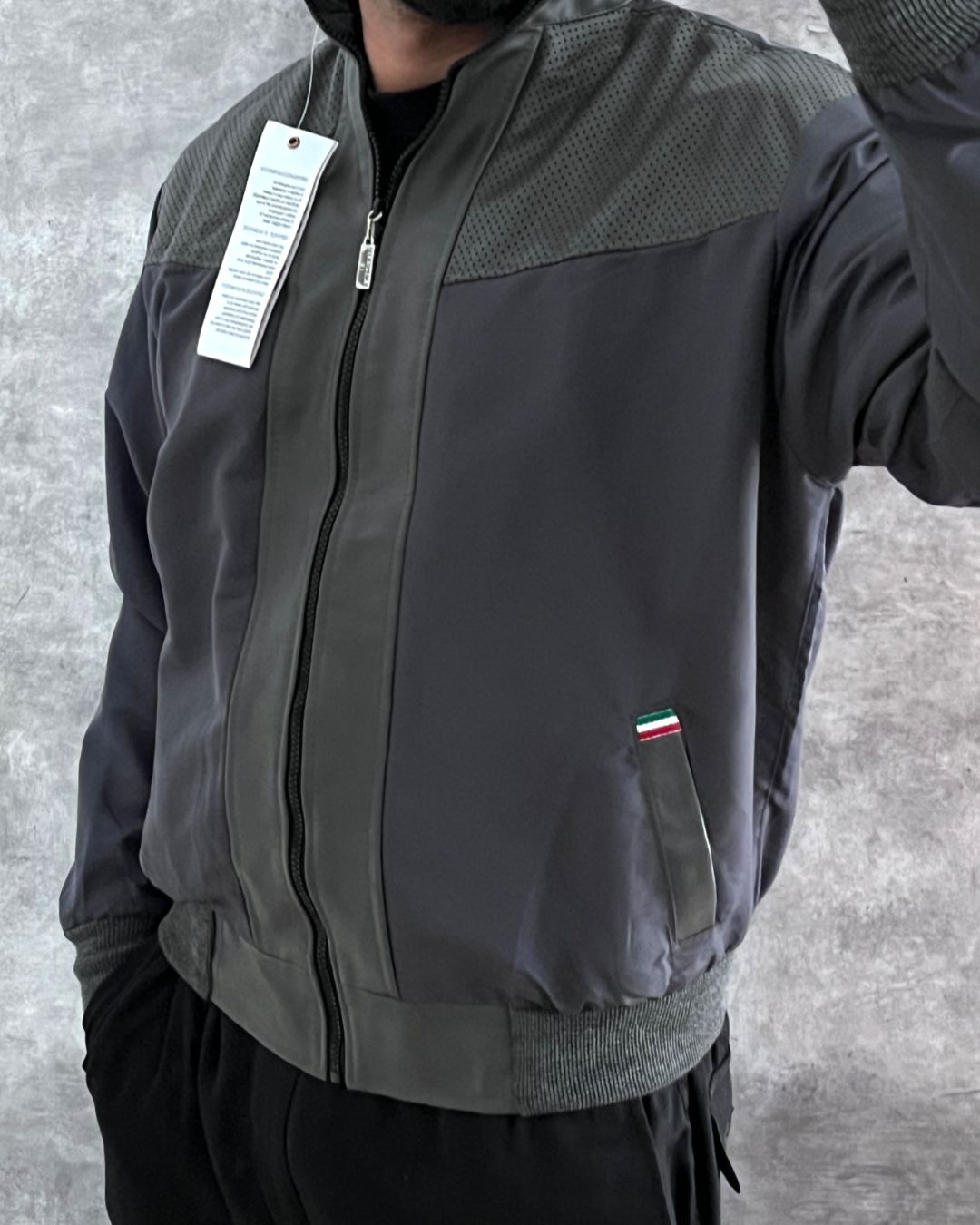EMPORIO GREY LEATHER JACKT (S/M)