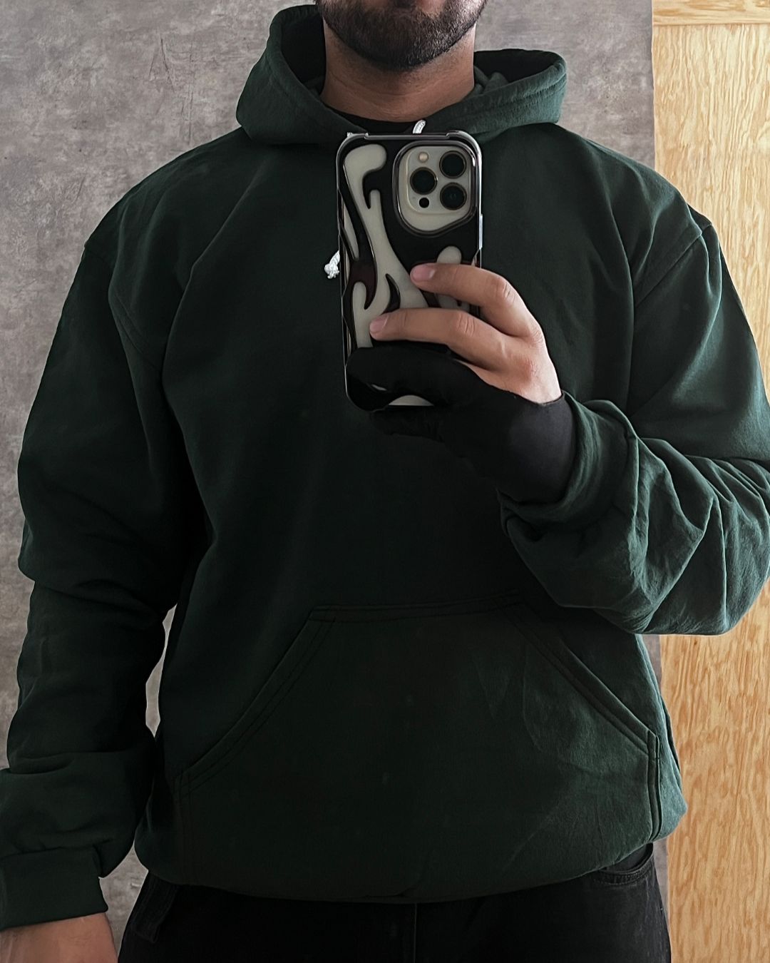 HOODIE GREEN BLCK (XL)
