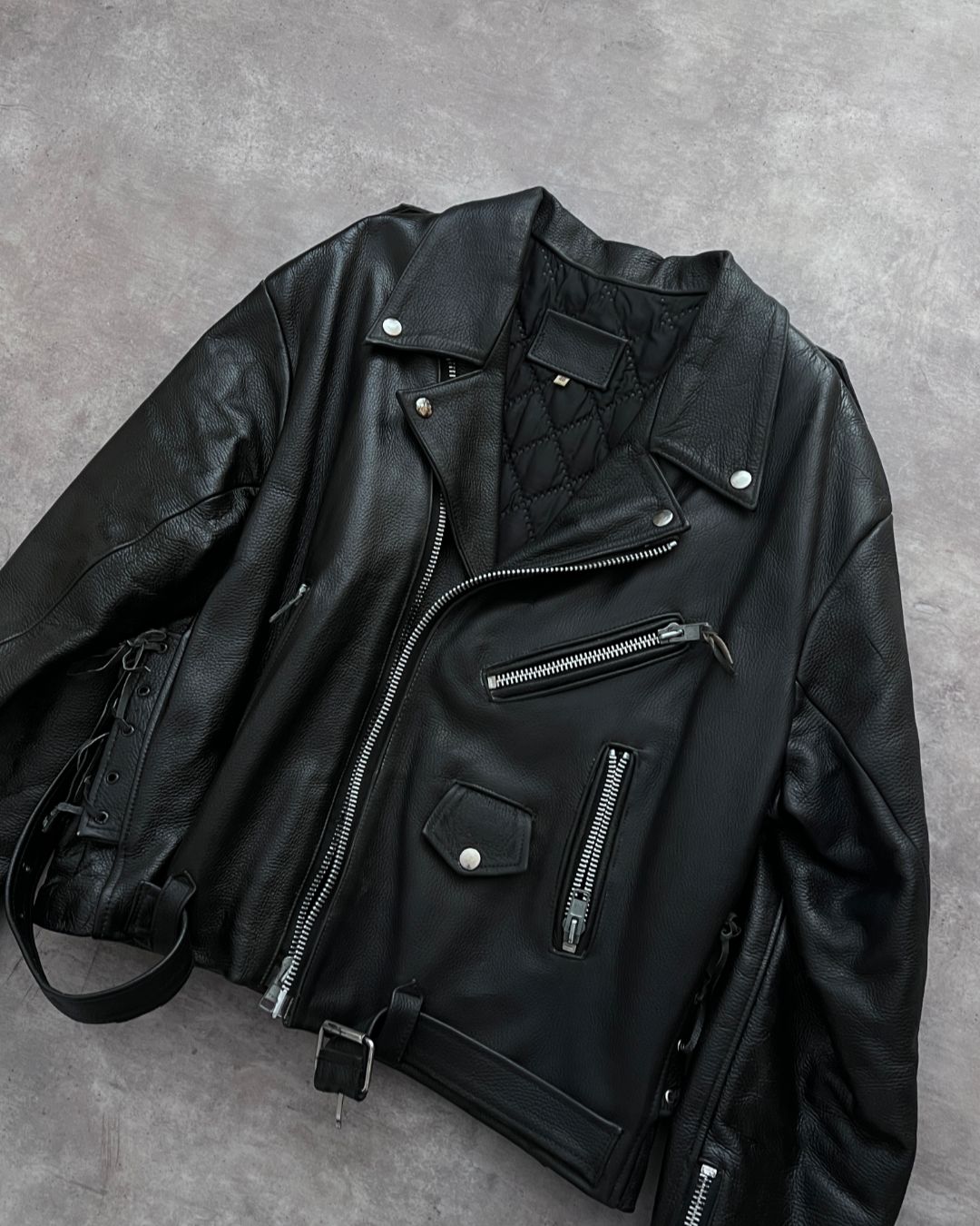 BIKER HEAVY LEATHER JACKET (M)
