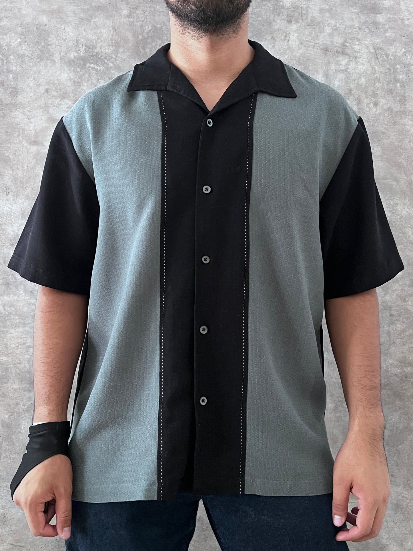 CAMISA MILANO BAY BOWLING GREY/BLACK (XL)