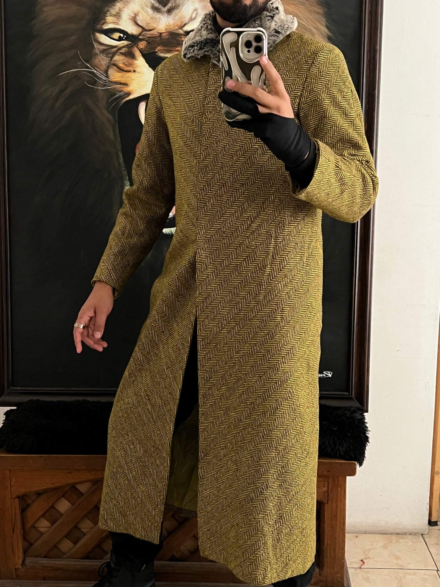 Green luxe coat (S)