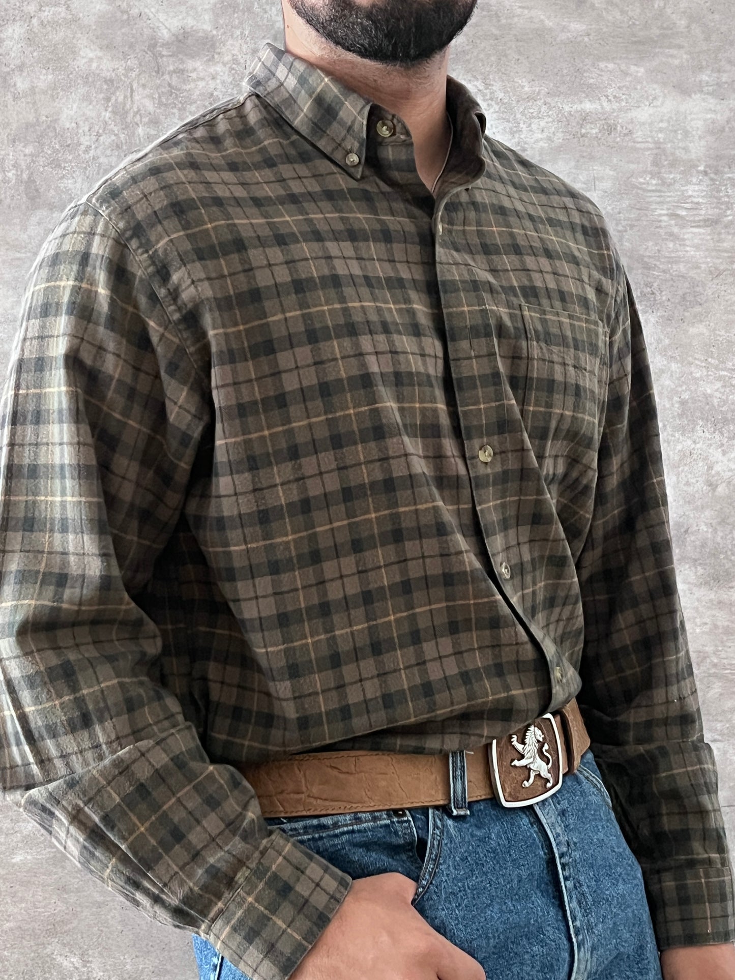 L.L. BEAN WESTERN PLAID SHIRT (L)