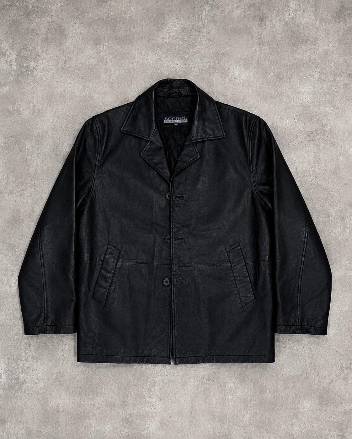 BLACK LEATHER GABARDINE (M/L)