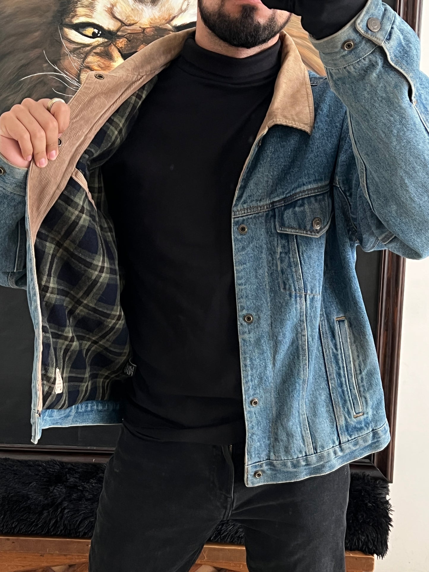 Vintage denim work jacket (L)