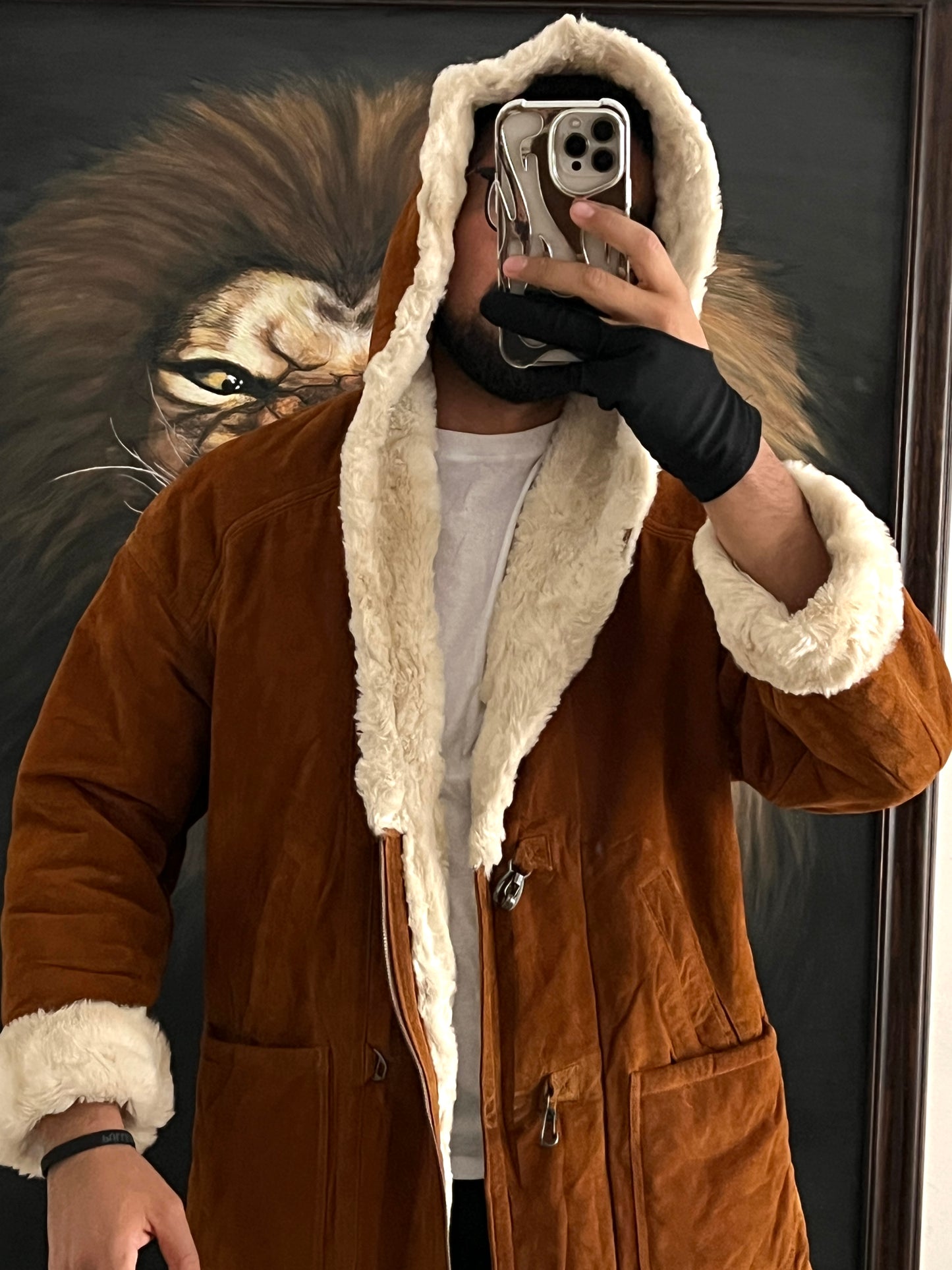 Jacket tipo abrigo de piel (S)