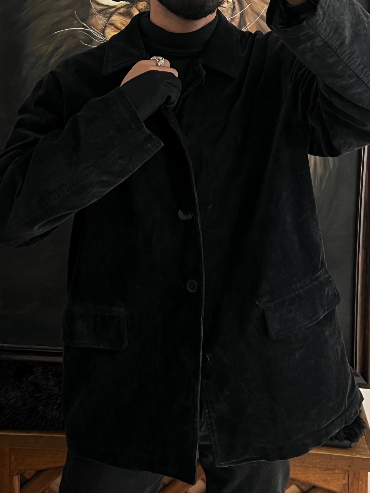 Abrigo de tela tipo gamuza (XL)