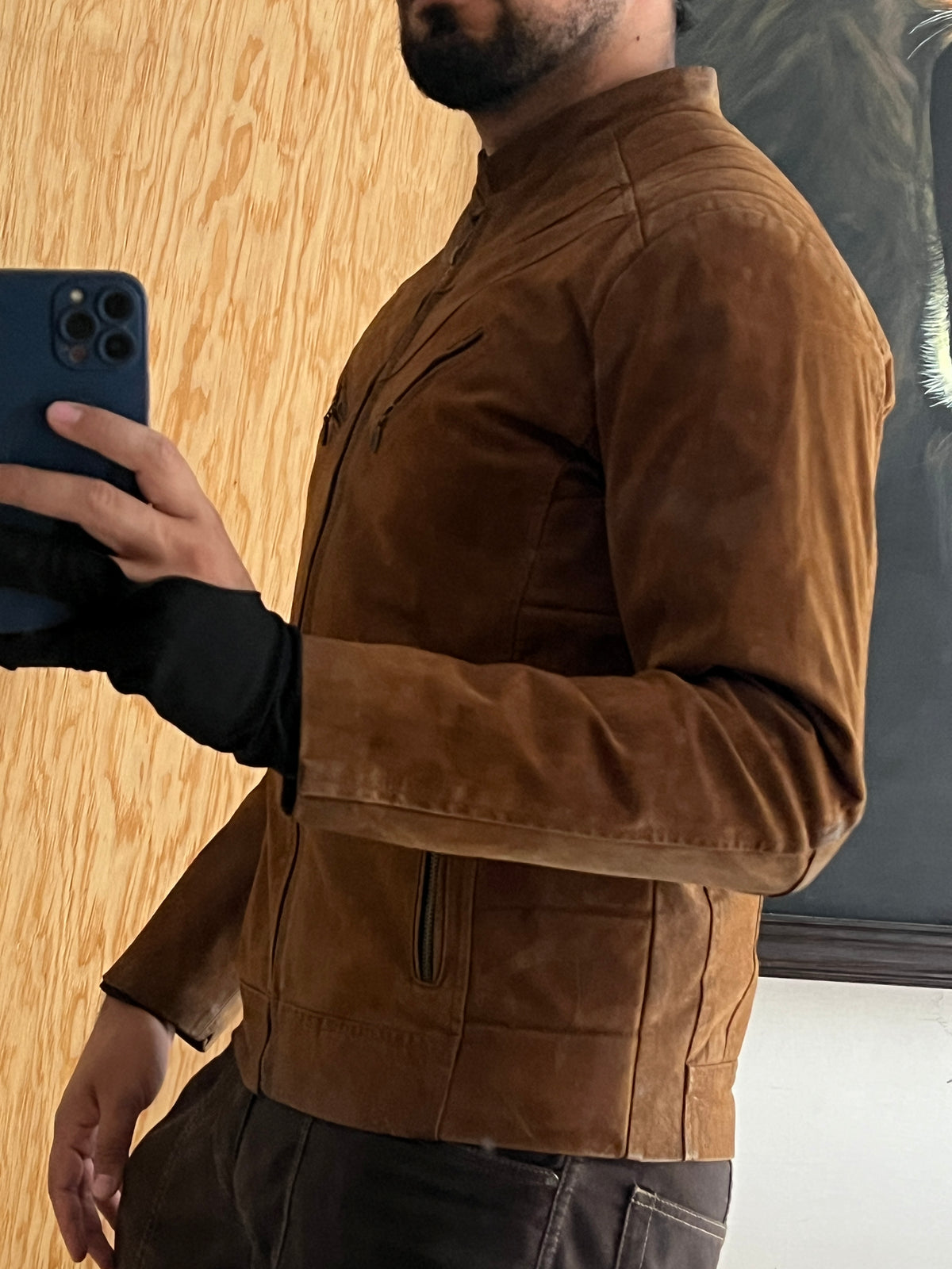 Biker Brown Leather Jacket (M)