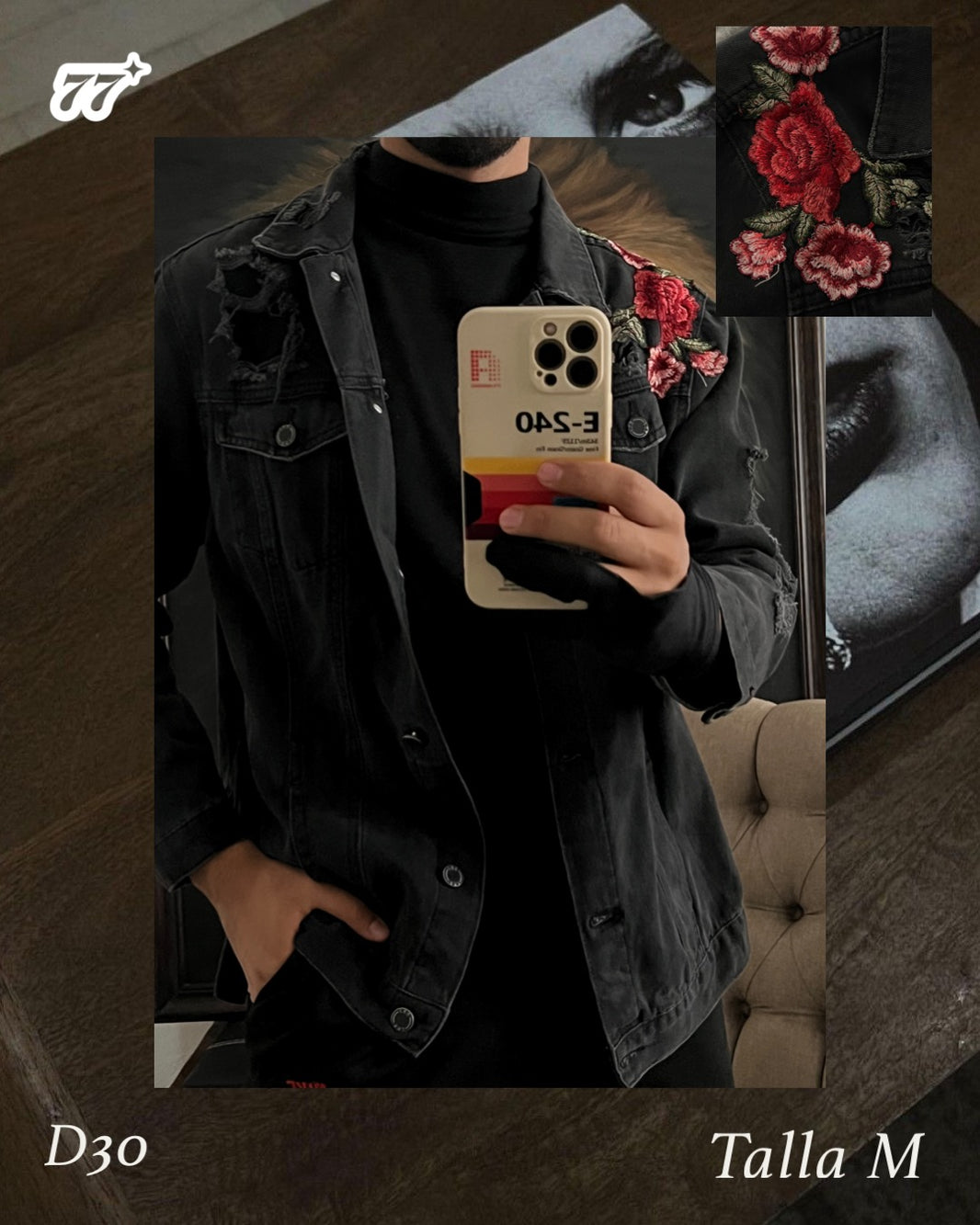 Bomber jacket talla M bordada