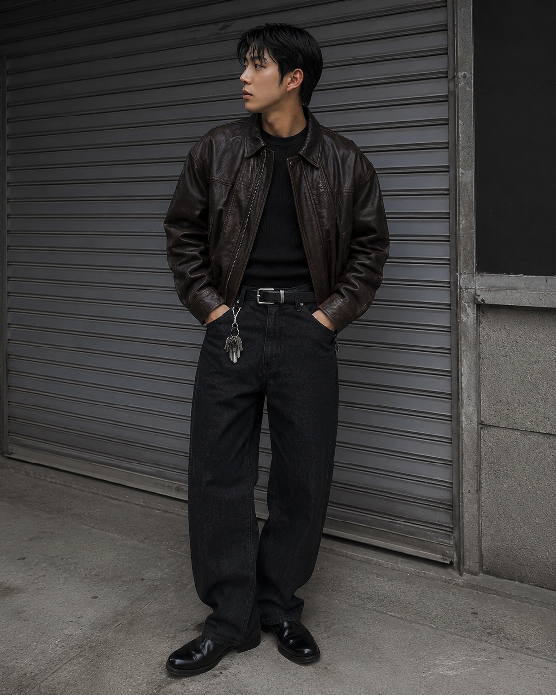 BROWN LEATHER JACKET (M)
