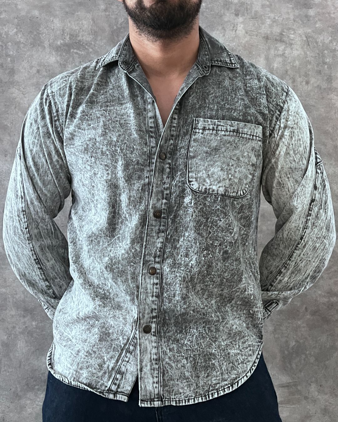 CAMISA ACID WASH GREY (M)
