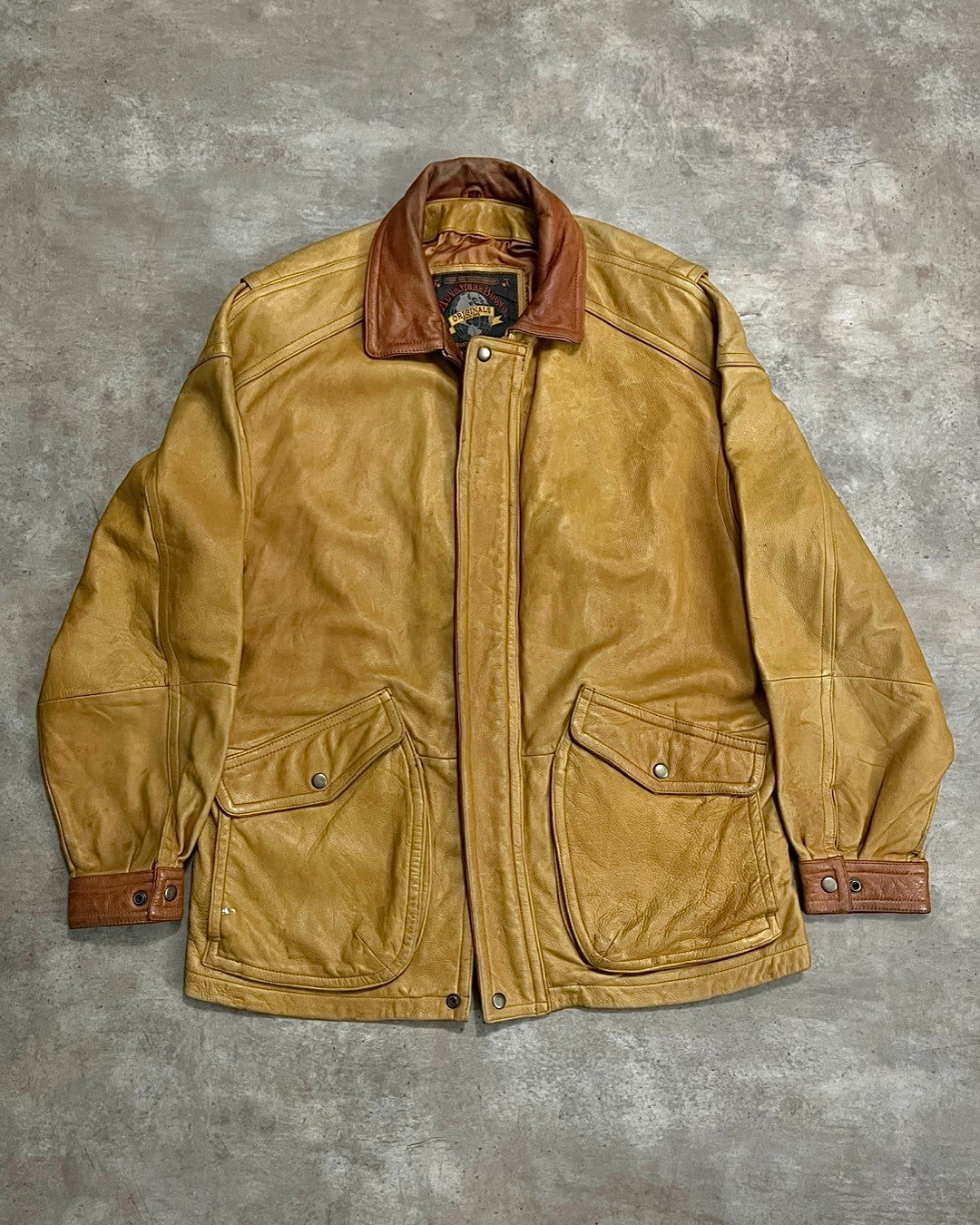 CAMEL LEATHER JACKET (XL)