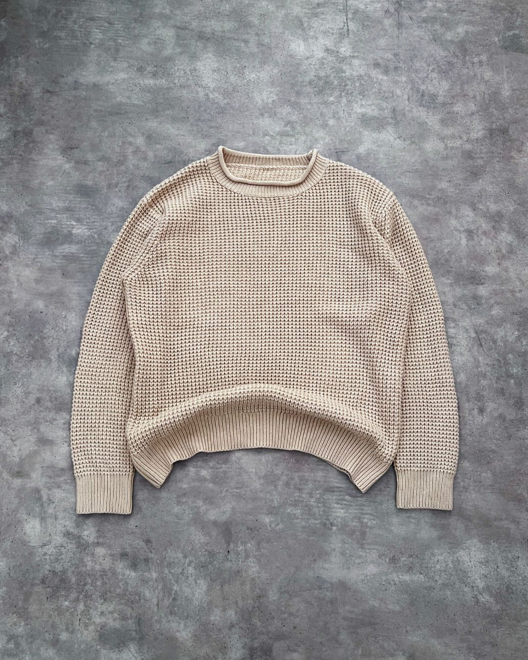 SUÉTER WAFFLE KNIT CREAM OVERSIZE (M)