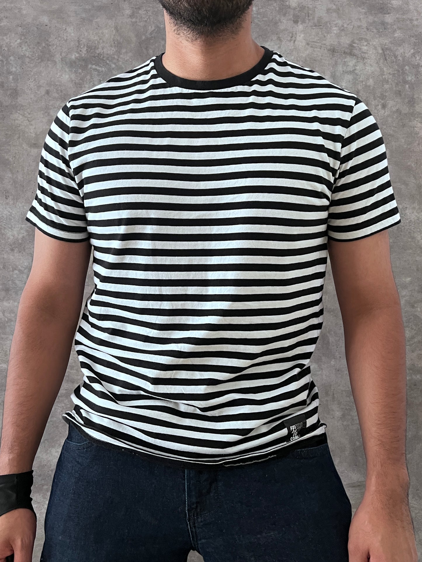 TEE STRIPED BLACK/WHITE (M)