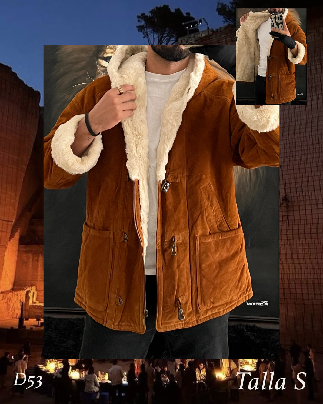 Jacket tipo abrigo de piel (S)