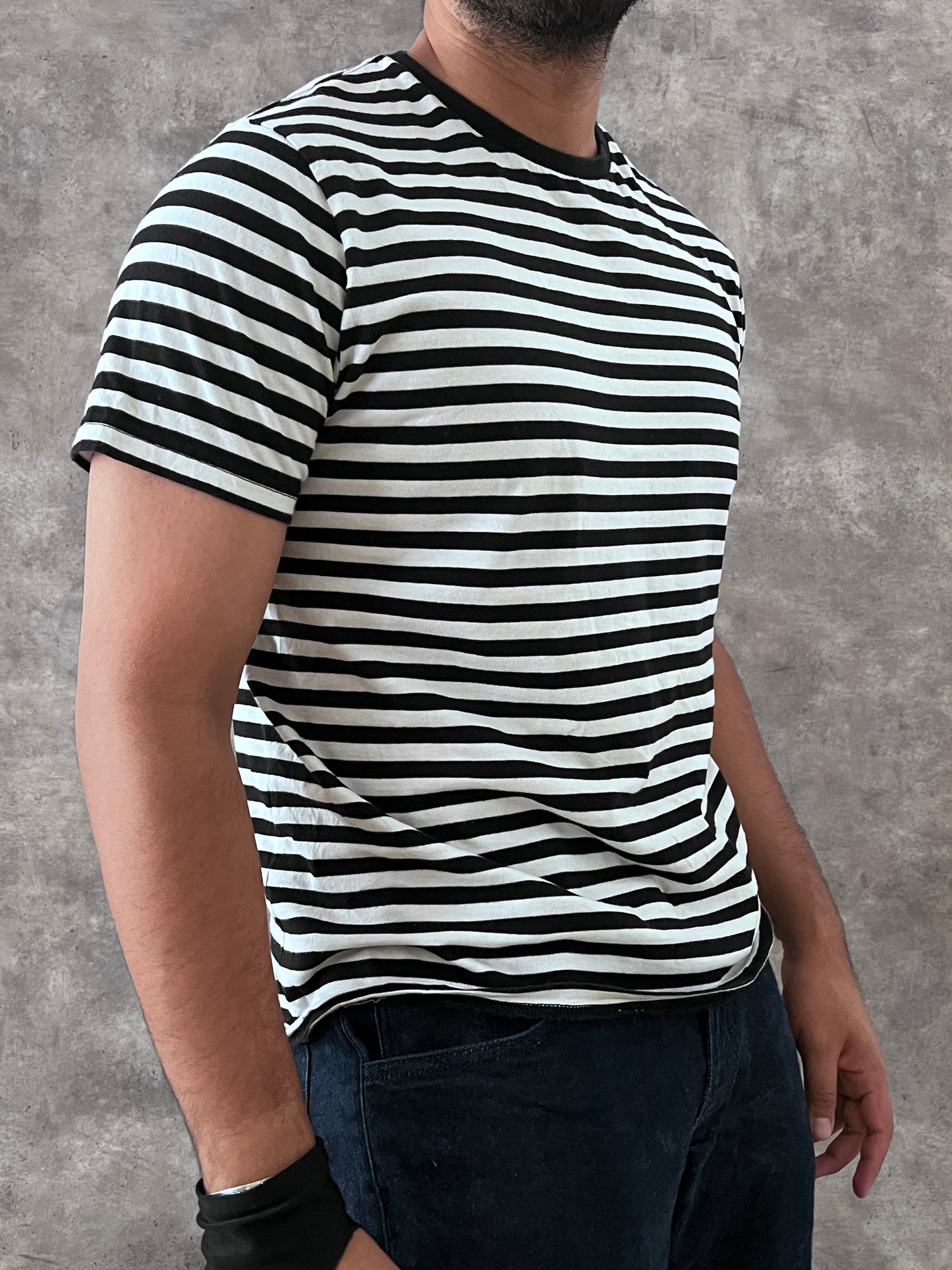 TEE STRIPED BLACK/WHITE (M)
