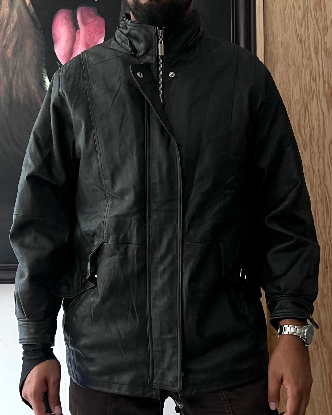 Black Leather Gabardine (M)