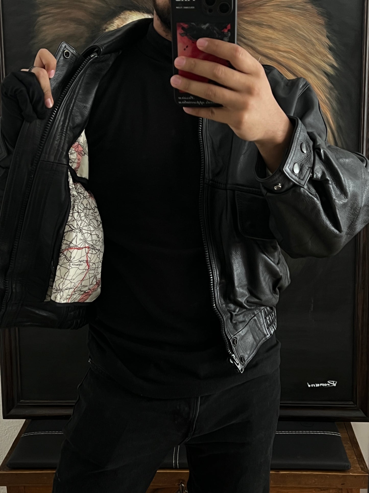 Bomber jacket de piel 100% / Premium talla M