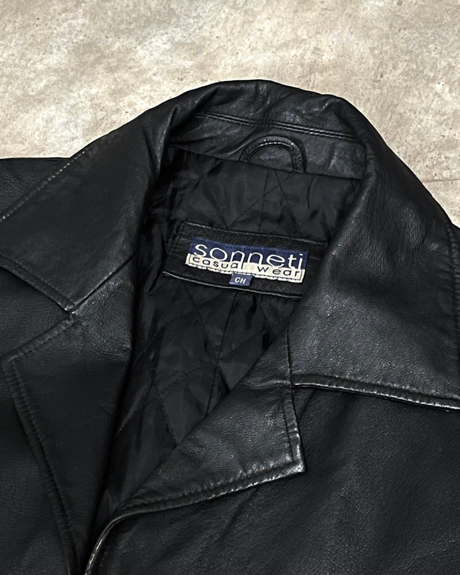 BLACK LEATHER GABARDINE (M/L)
