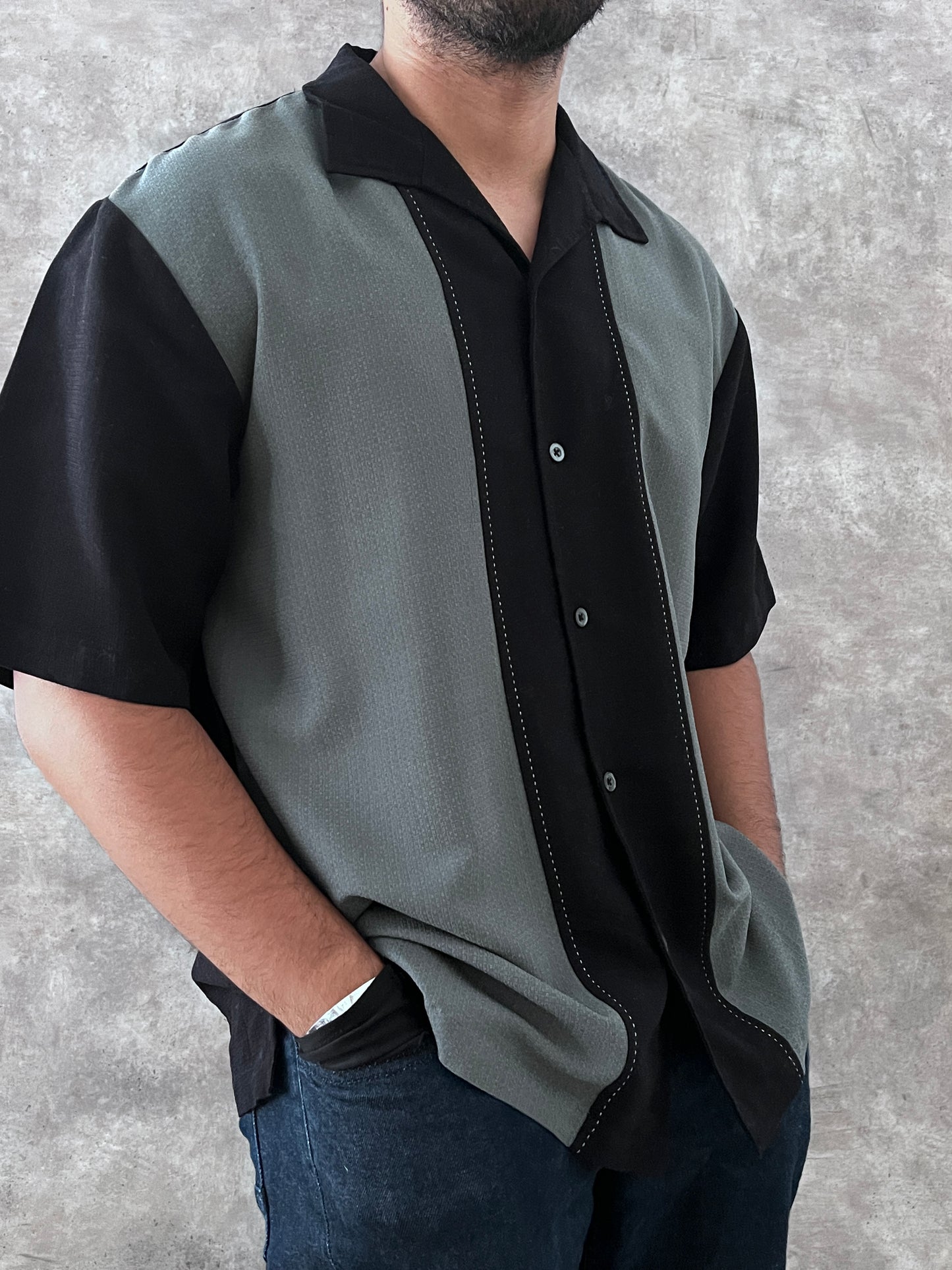 CAMISA MILANO BAY BOWLING GREY/BLACK (XL)