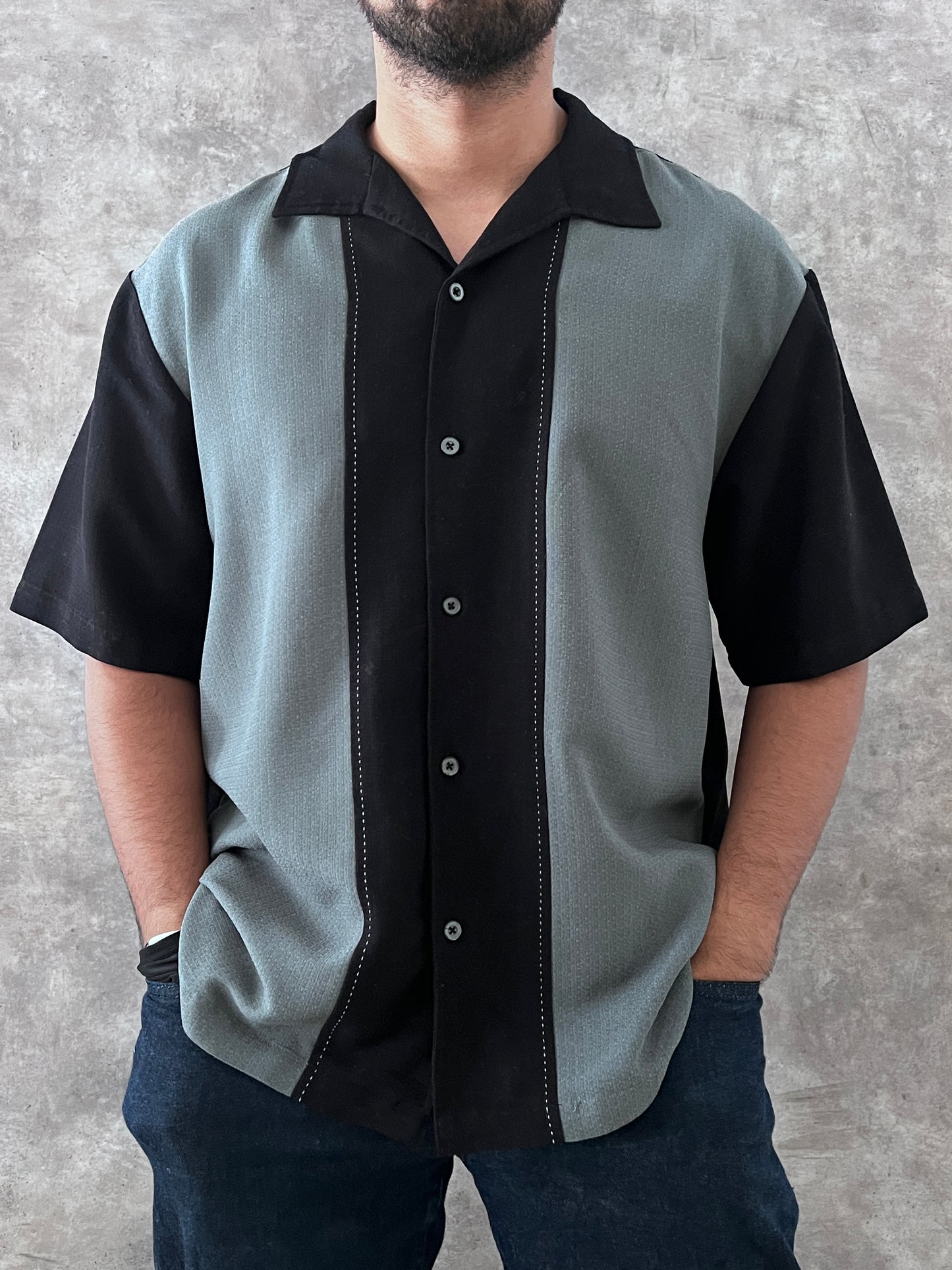 CAMISA MILANO BAY BOWLING GREY/BLACK (XL)