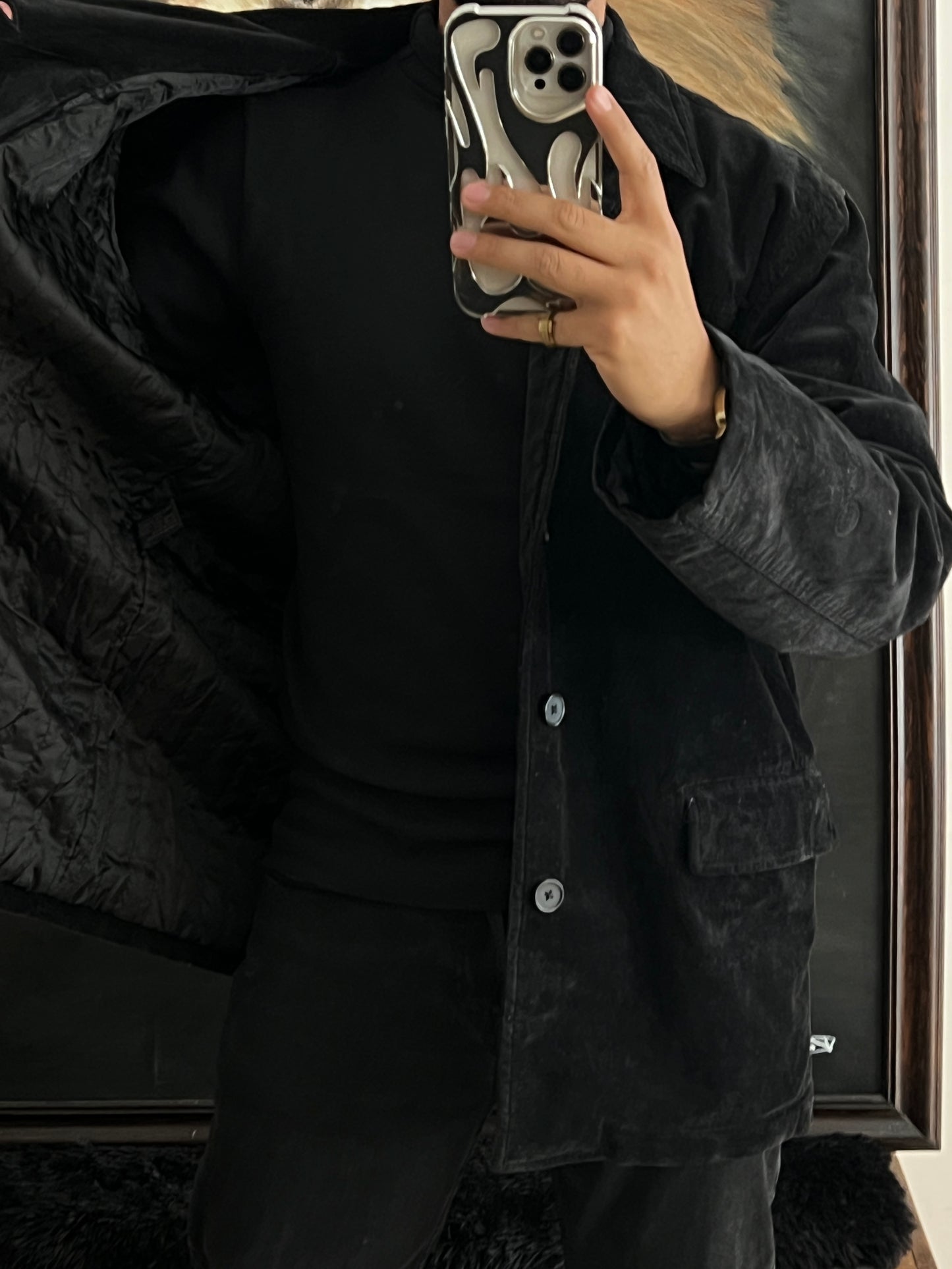 Abrigo de tela tipo gamuza (XL)