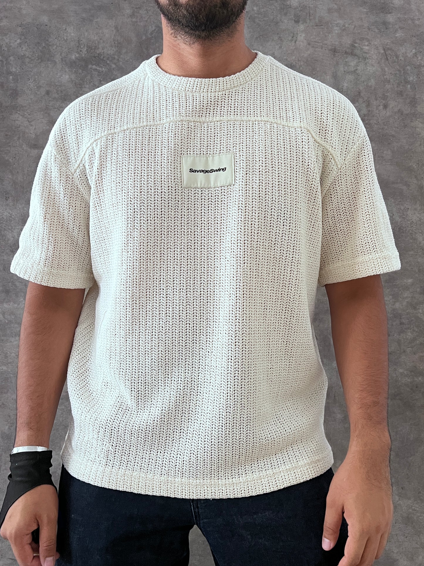 KNIT LEFTIES CREAM BOXY FIT (M)