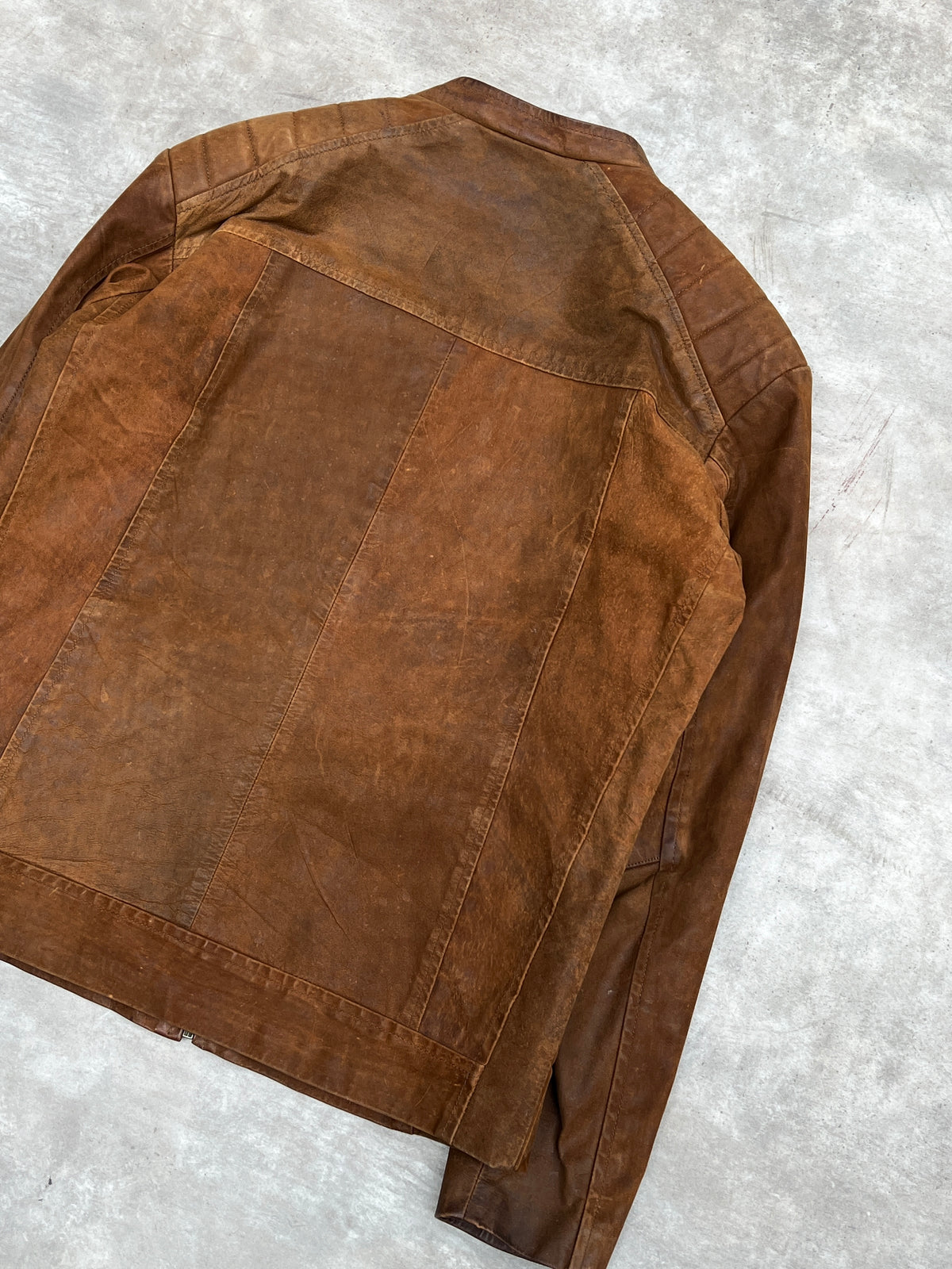 Biker Brown Leather Jacket (M)