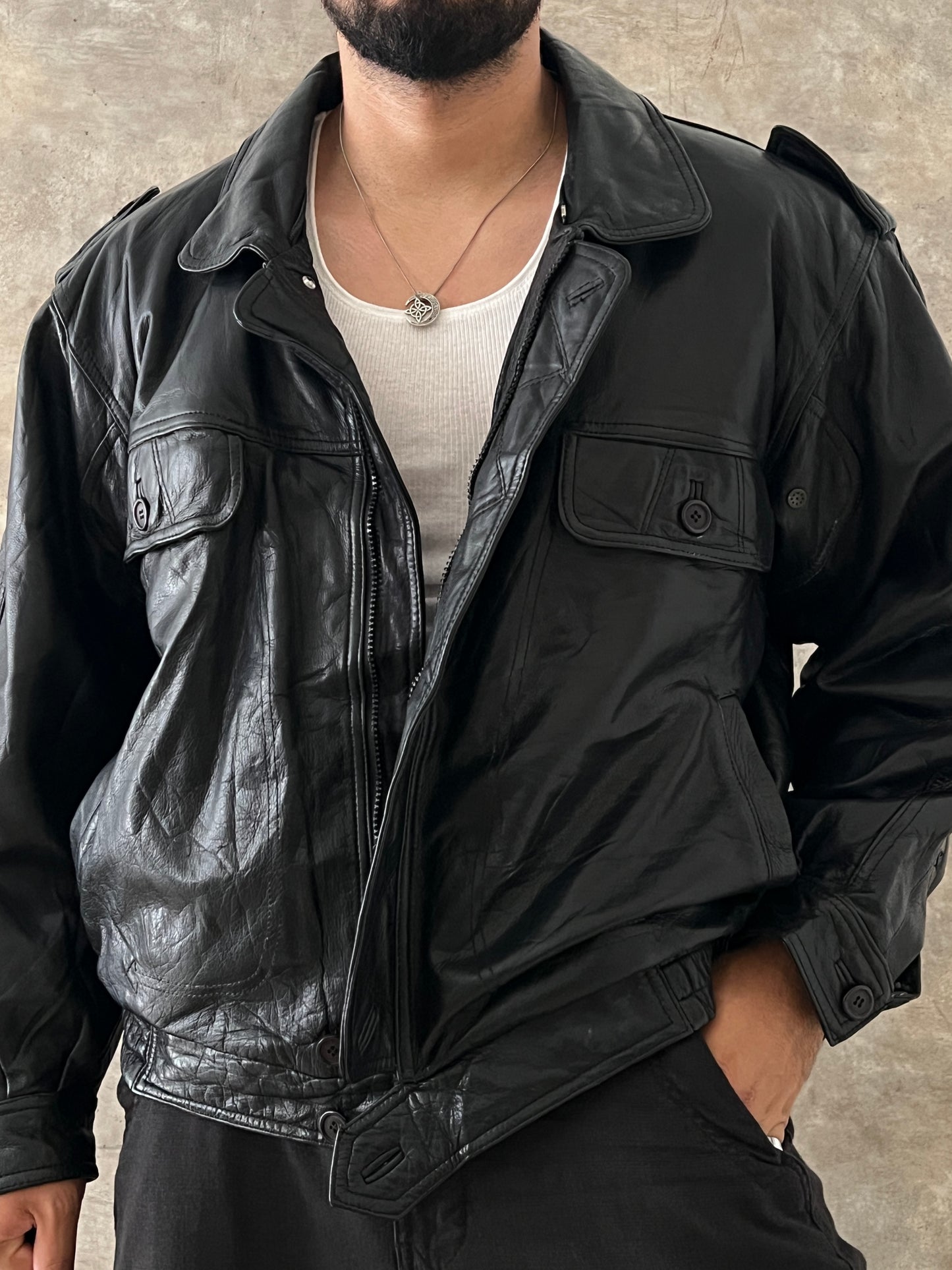 Bomber Leather Jacket (L)