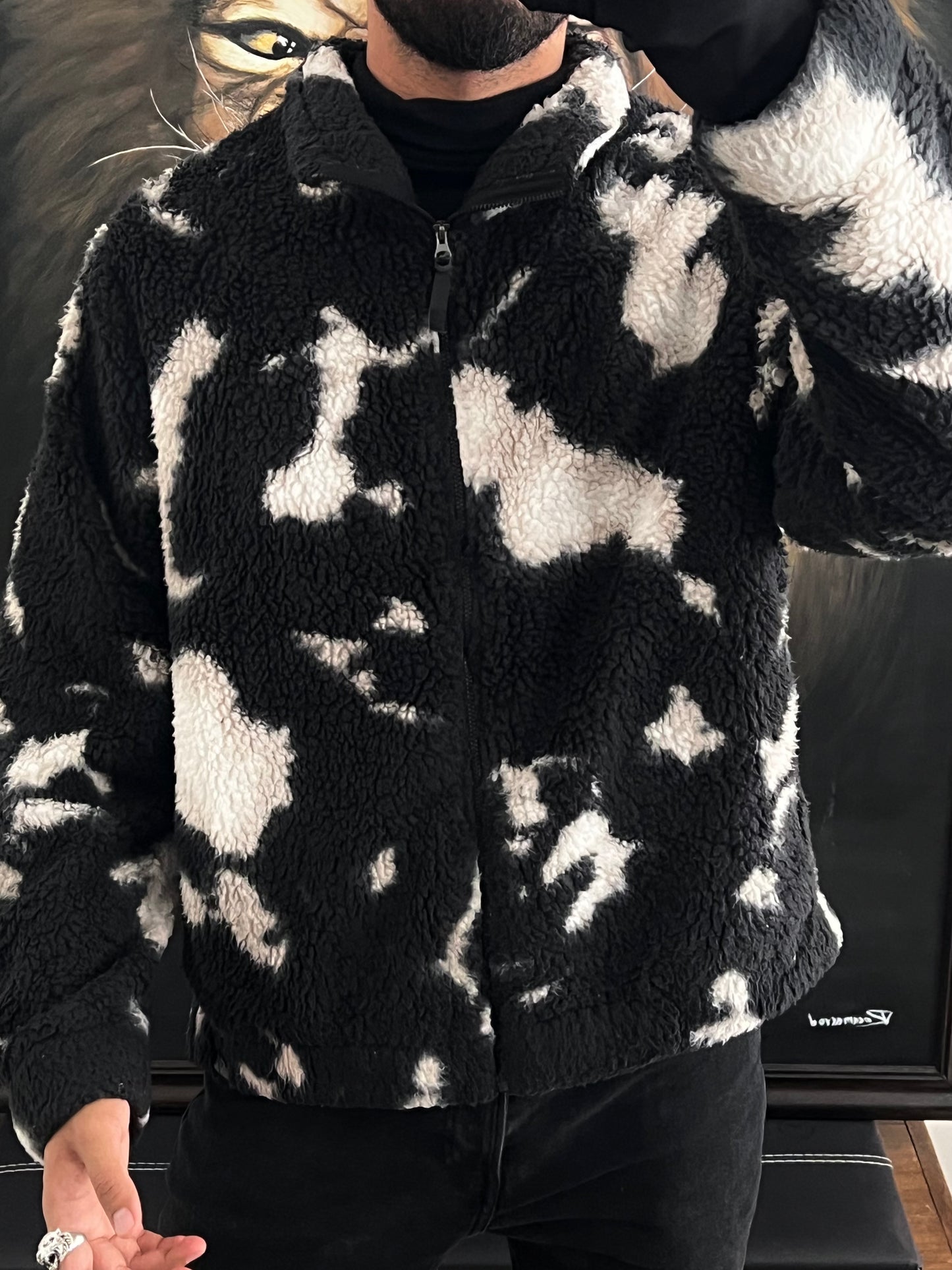 Jacket aborregada black & white talla L