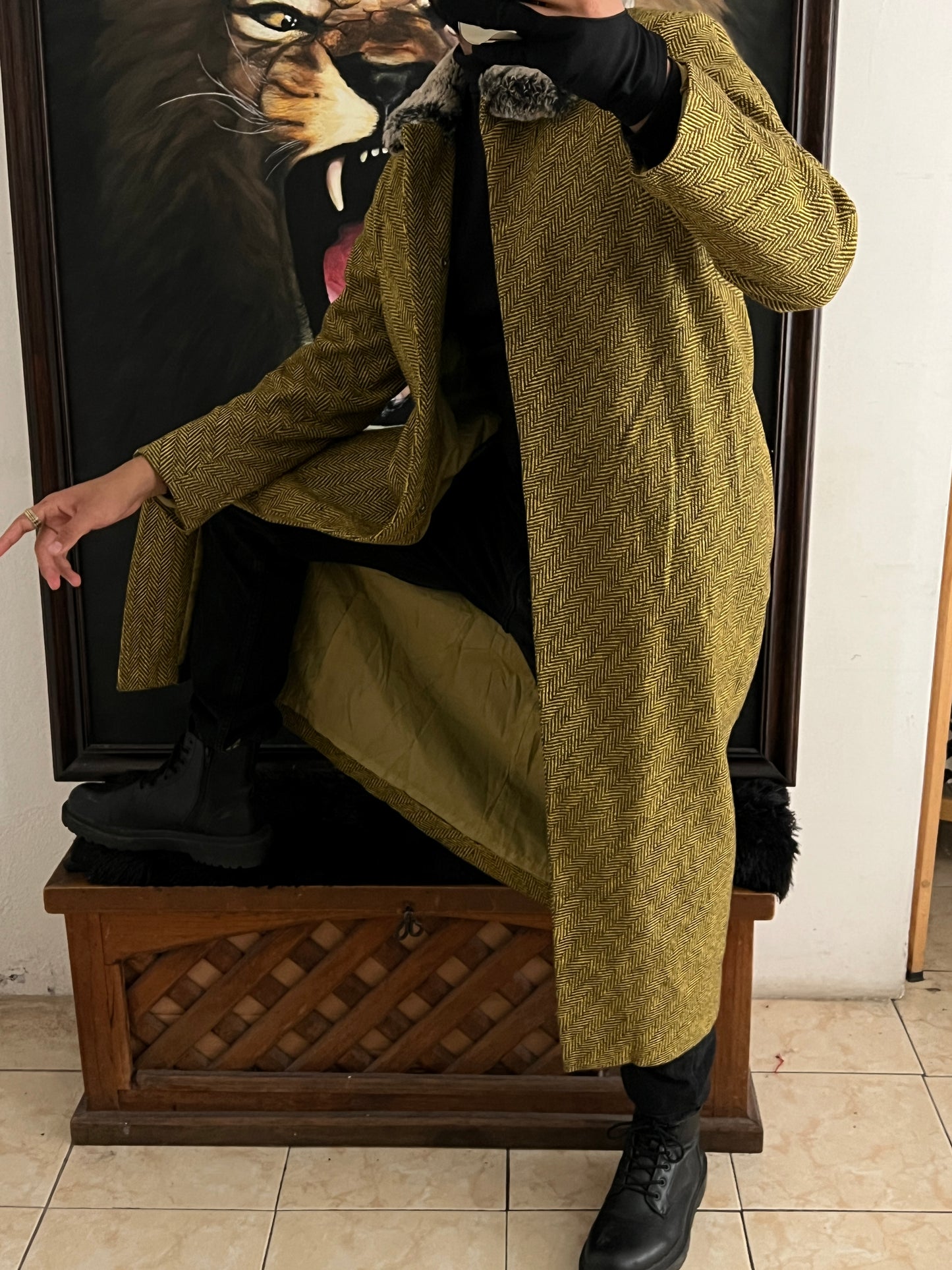 Green luxe coat (S)