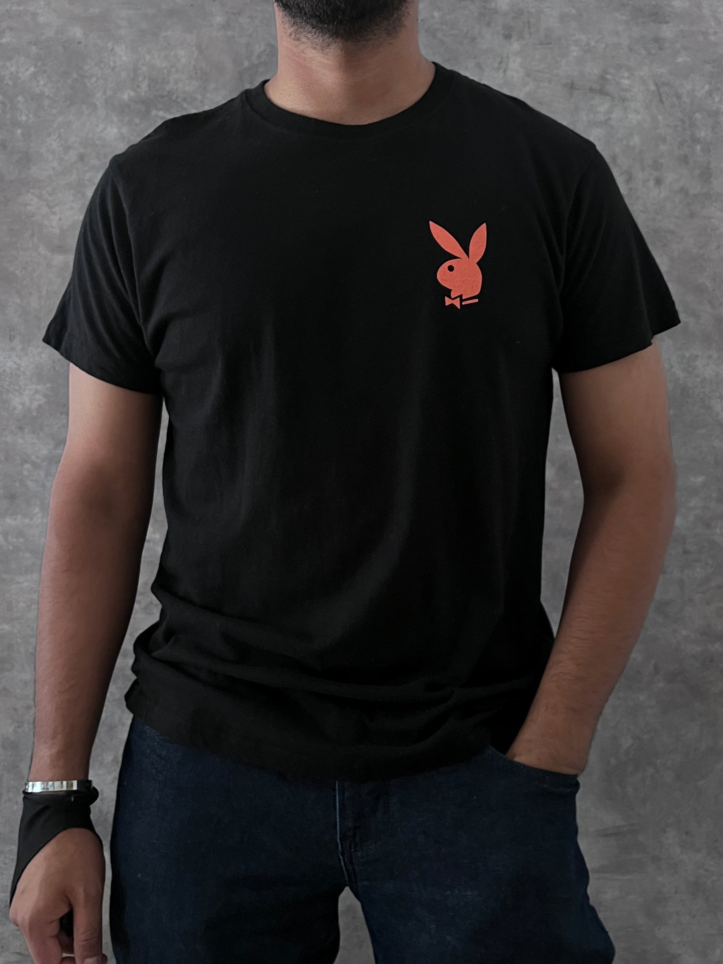 PLAYERA PLAYBOY BLACK SLIM FIT (L)