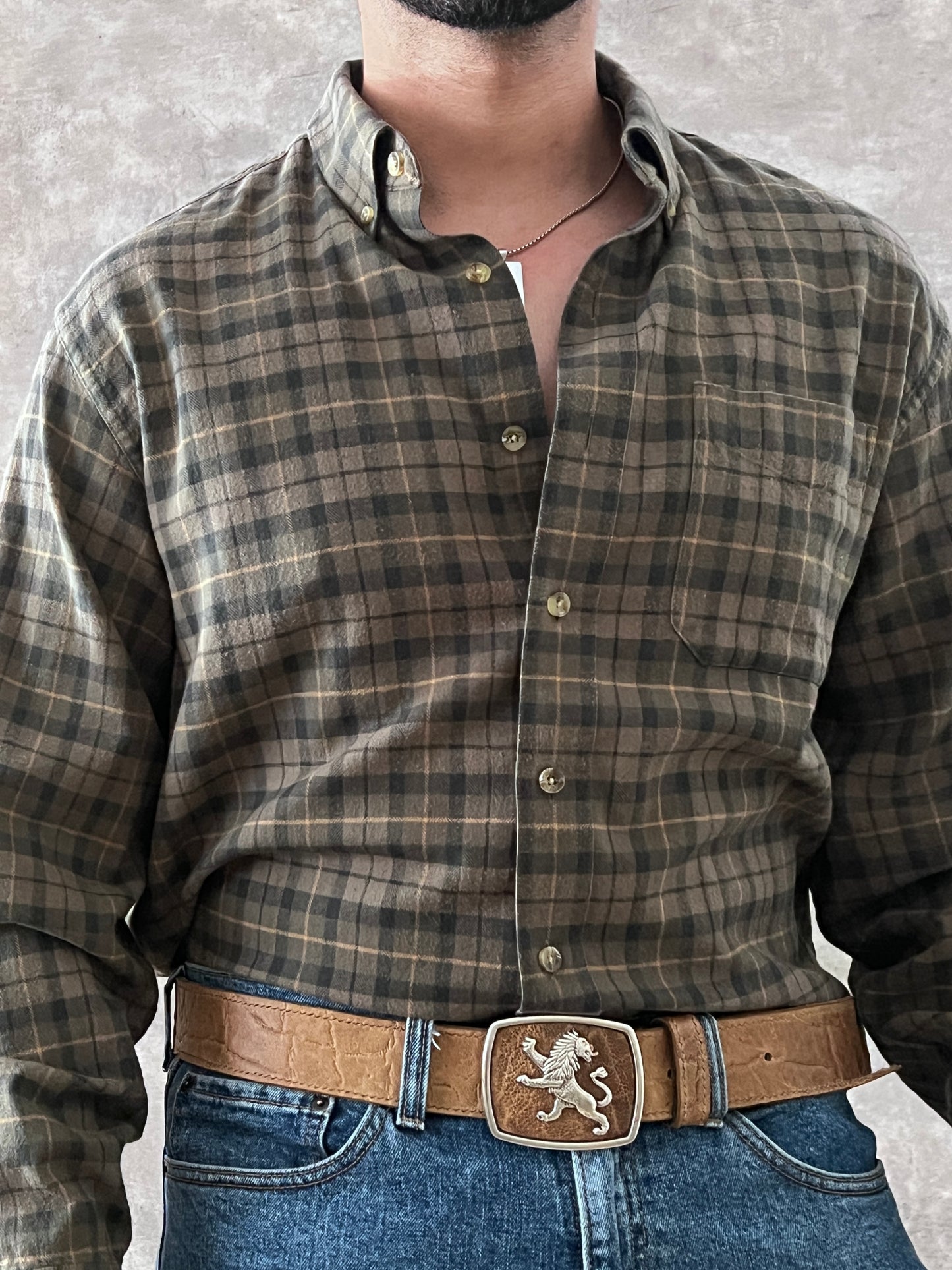 L.L. BEAN WESTERN PLAID SHIRT (L)