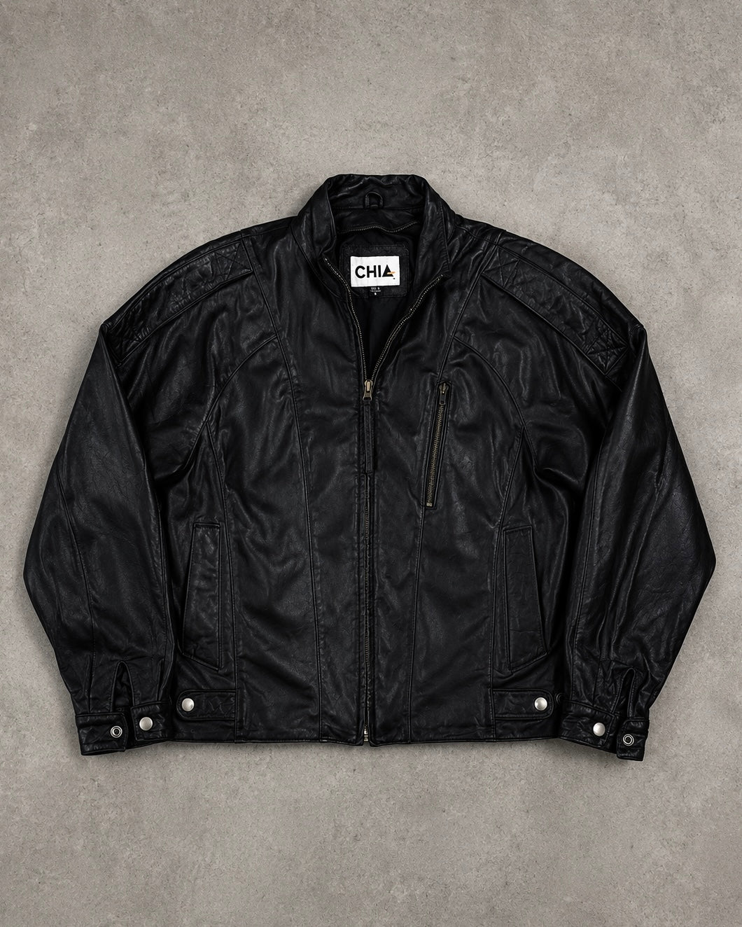 BLACK BOMBER LEATHER JACKET (M)