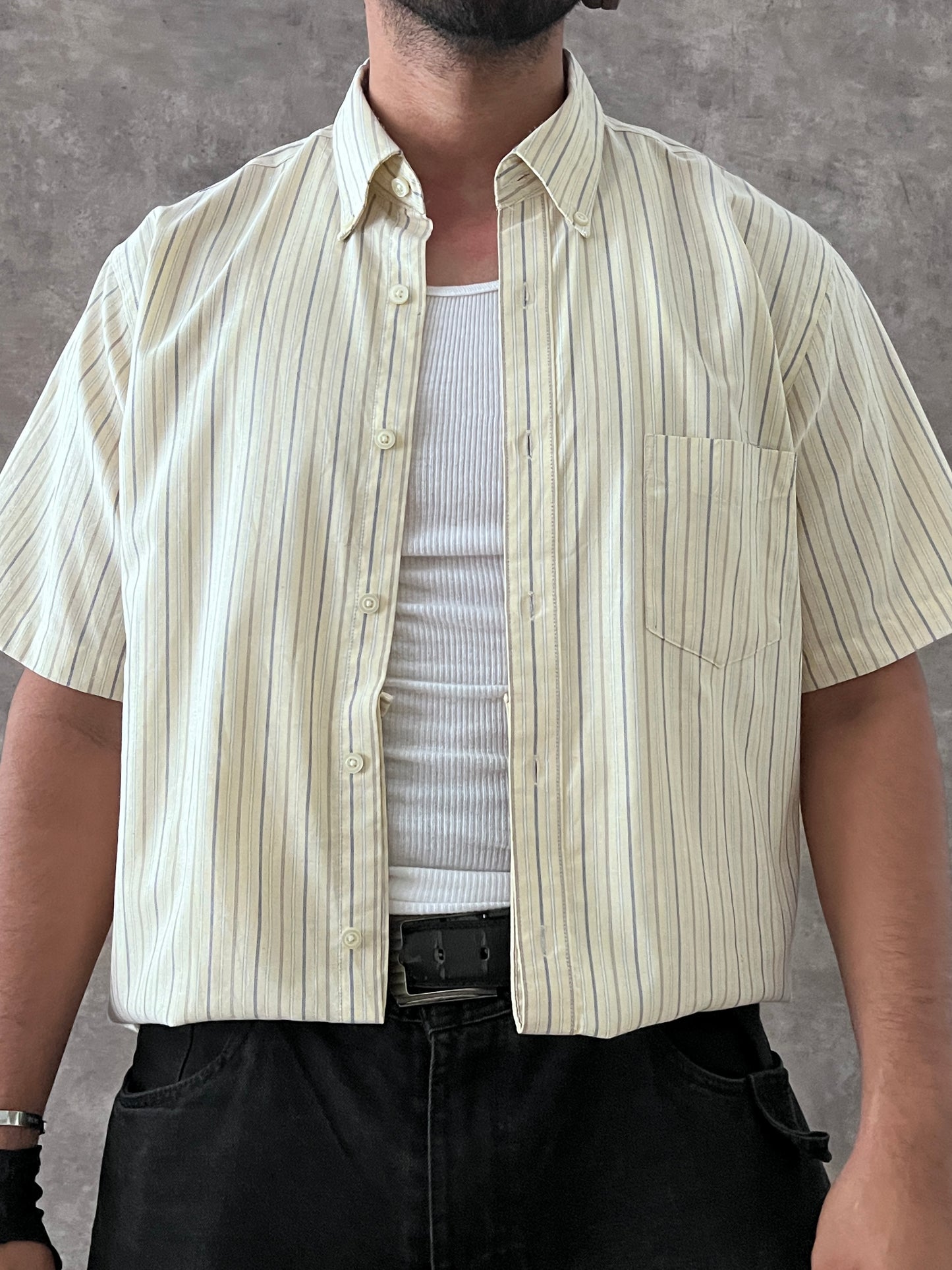 STRIPED SHORTSLEEVE SHIRT CROPPED (M)