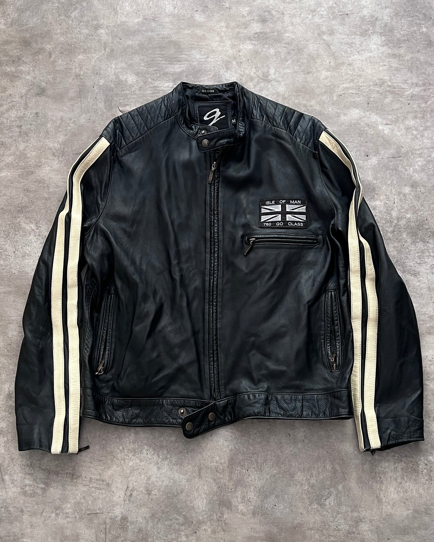 Retro Leather Jacket ISLE OF MAN (M)