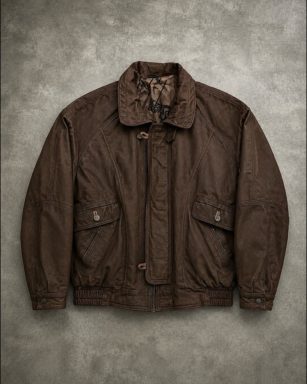 BOMBER LEATHER BROWN JACKET (XL)