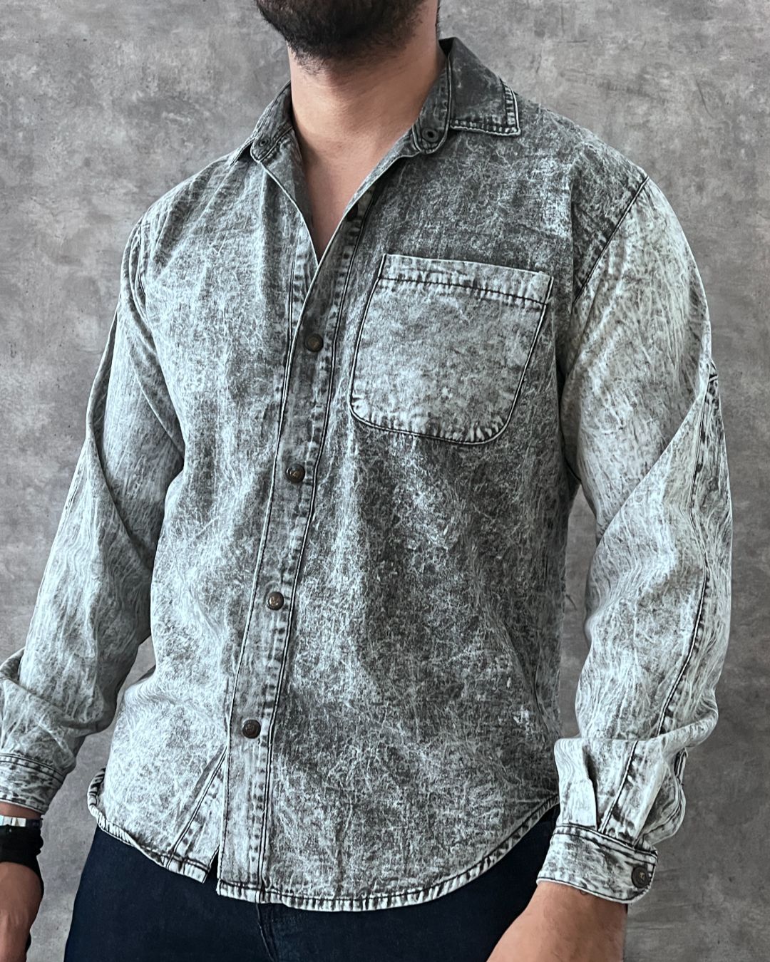 CAMISA ACID WASH GREY (M)