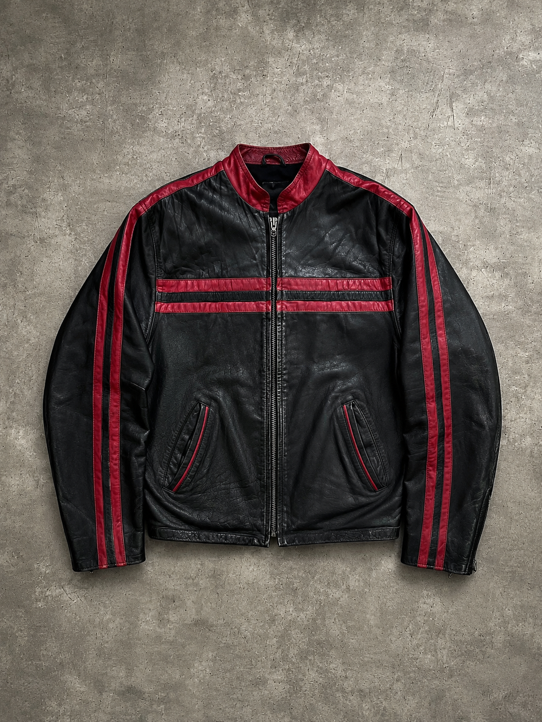 GENUINE LEATHER BIKER BLACK (L)
