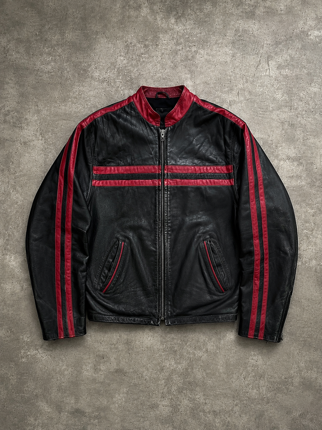 GENUINE LEATHER BIKER BLACK (L)