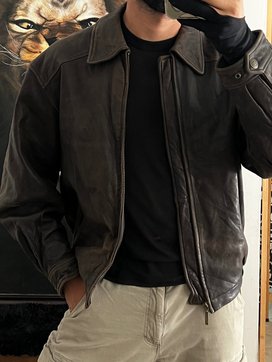Vintage Lambskin Bomber jacket (M)
