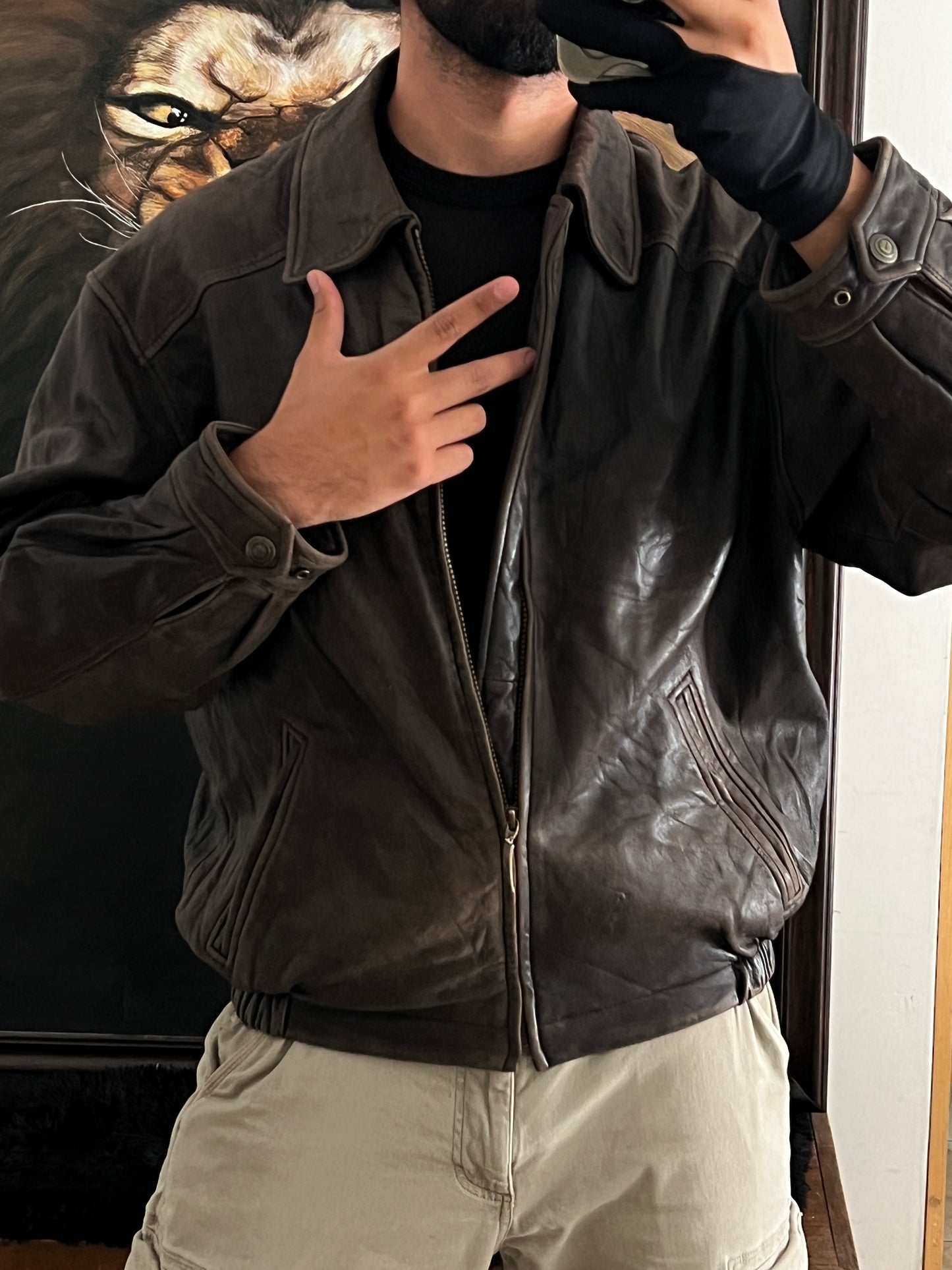 Vintage Lambskin Bomber jacket (M)