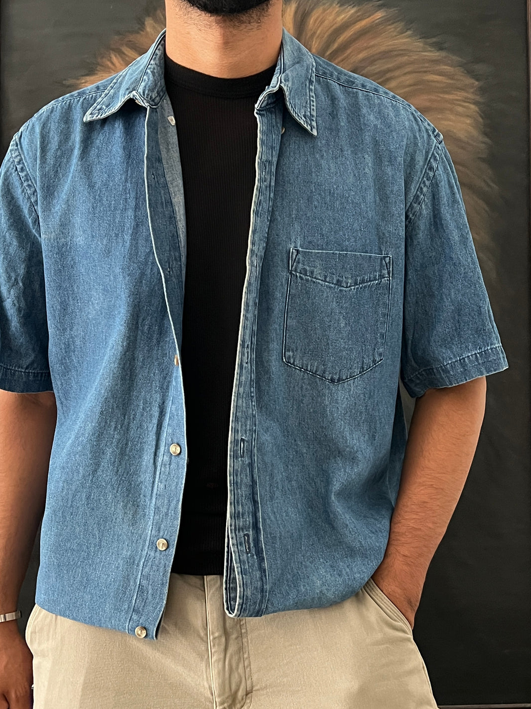 Denim Shirt  / cropped fit (M)