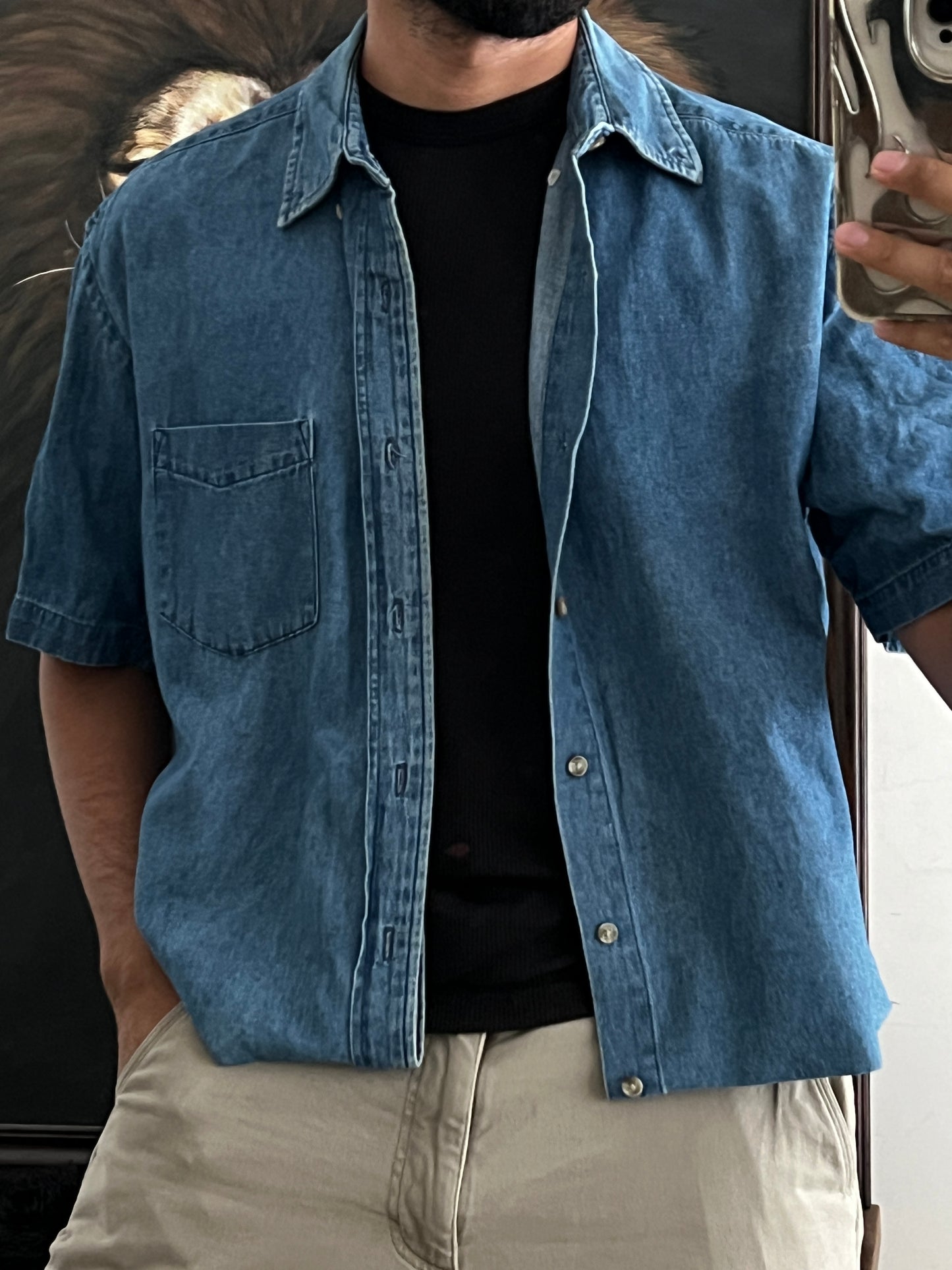 Denim Shirt  / cropped fit (M)