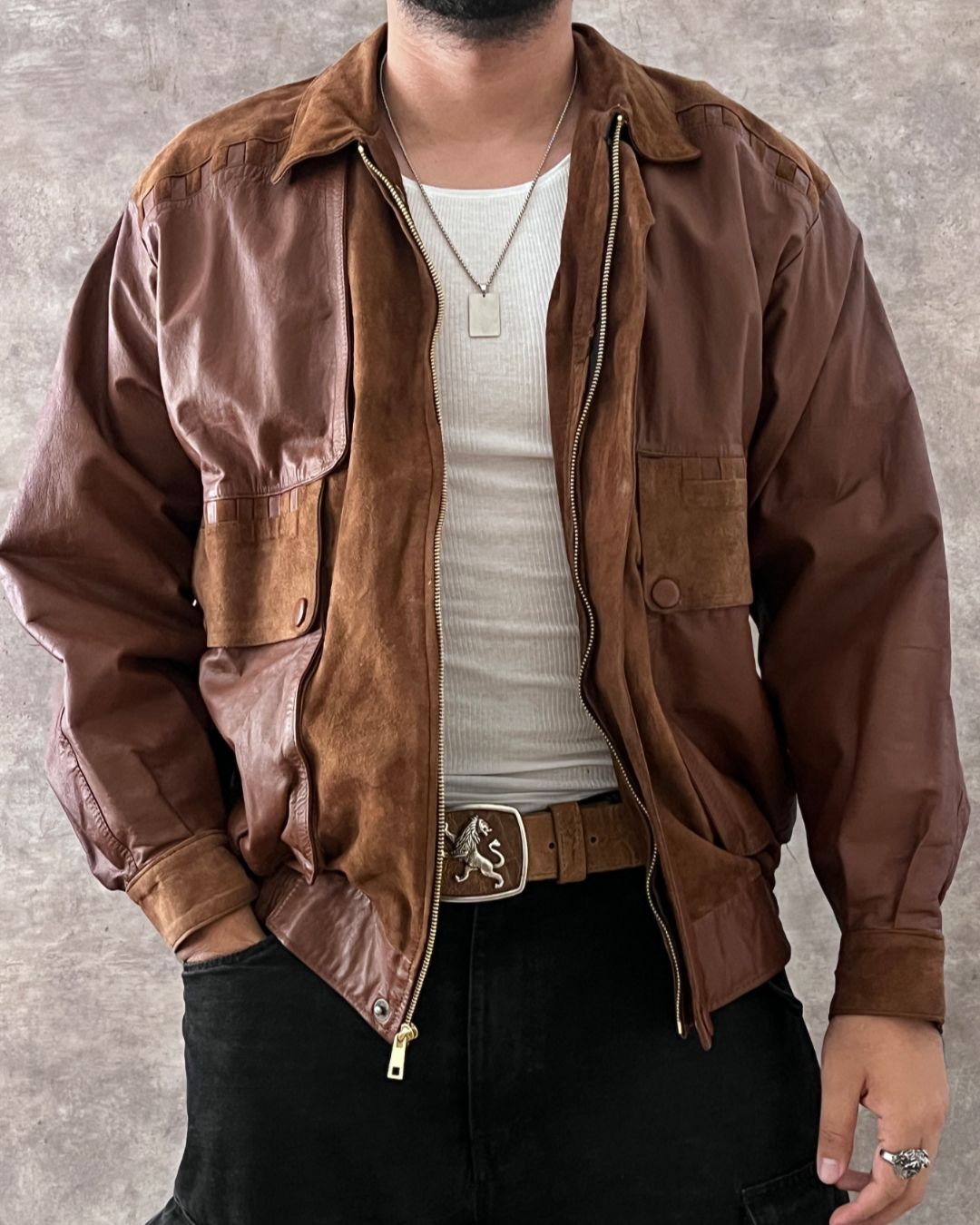 ARGENTINE LEATHER BOMBER JACKET (L)