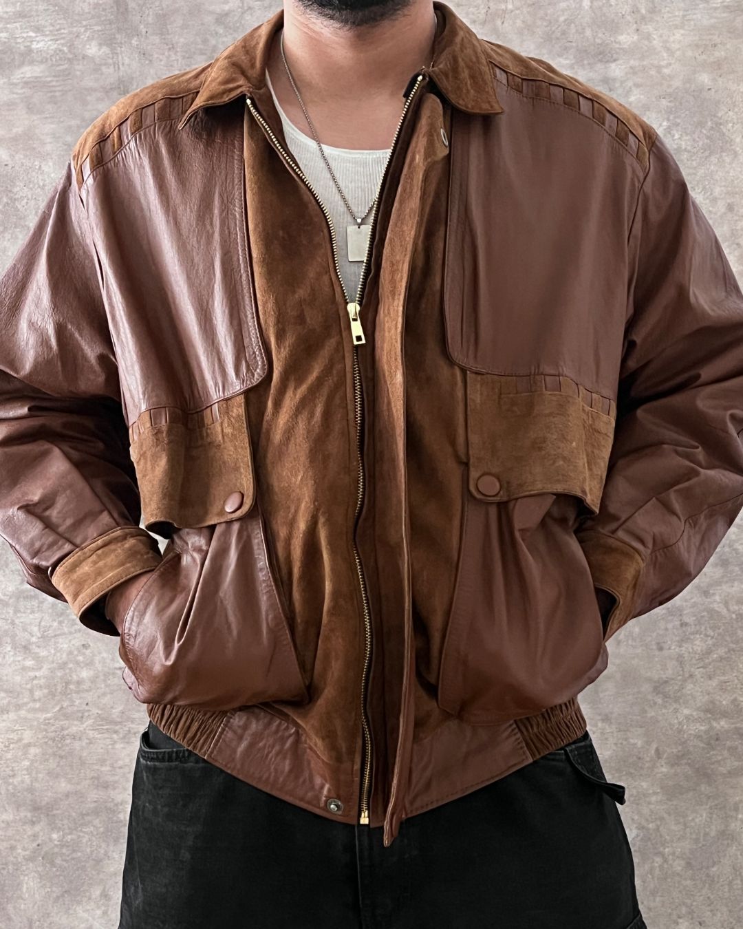ARGENTINE LEATHER BOMBER JACKET (L)