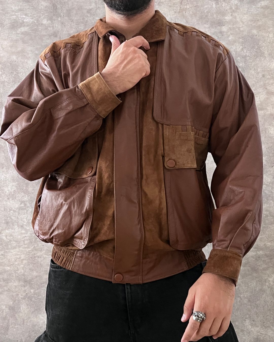 ARGENTINE LEATHER BOMBER JACKET (L)