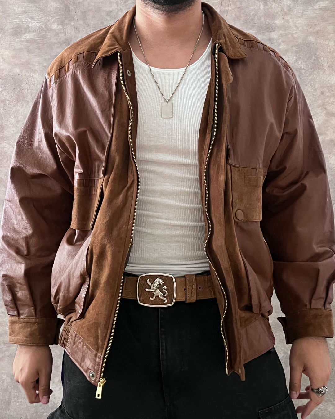 ARGENTINE LEATHER BOMBER JACKET (L)