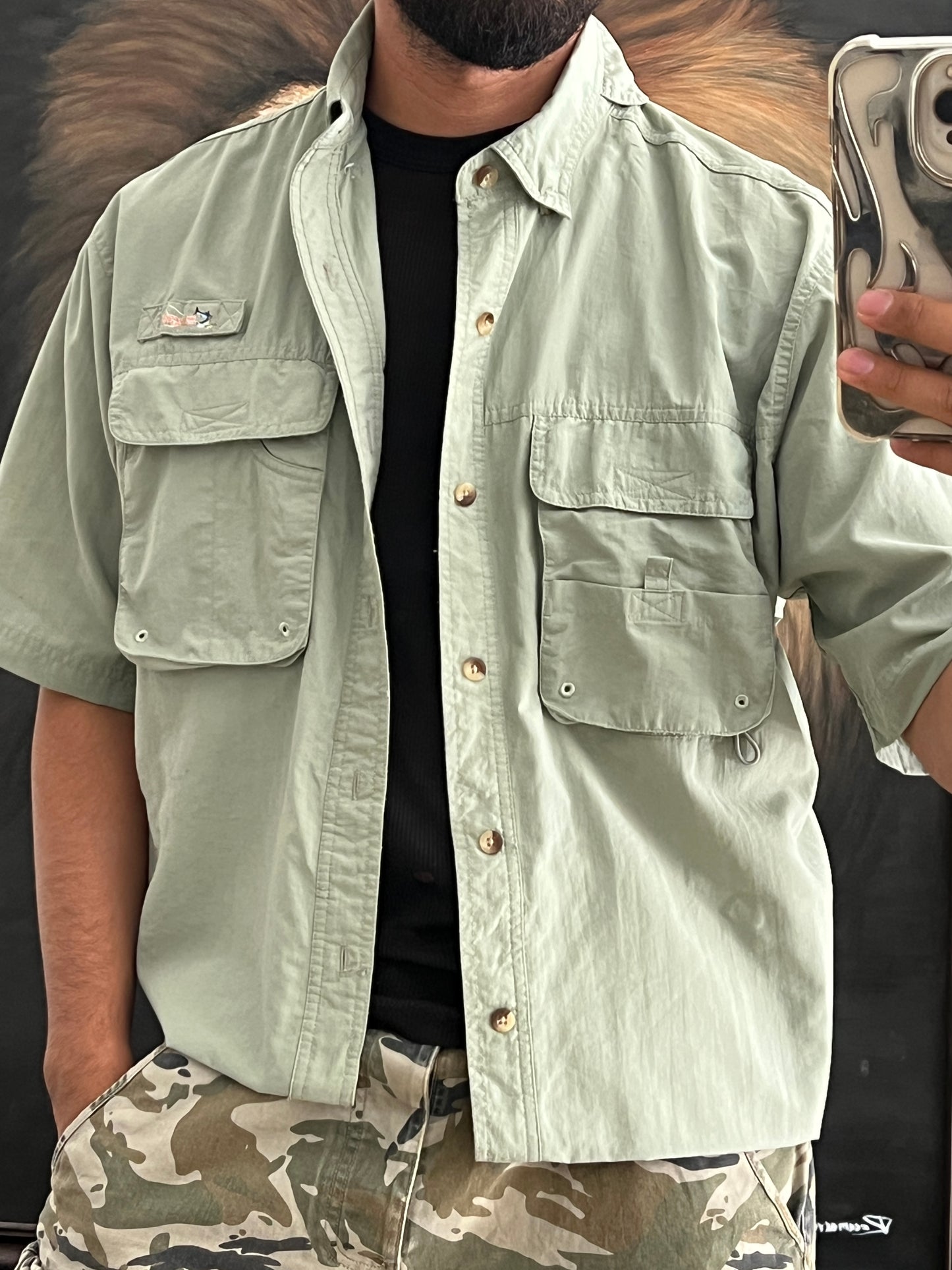 Fishing Vintage Green Shirt / Cropped Fit (L)
