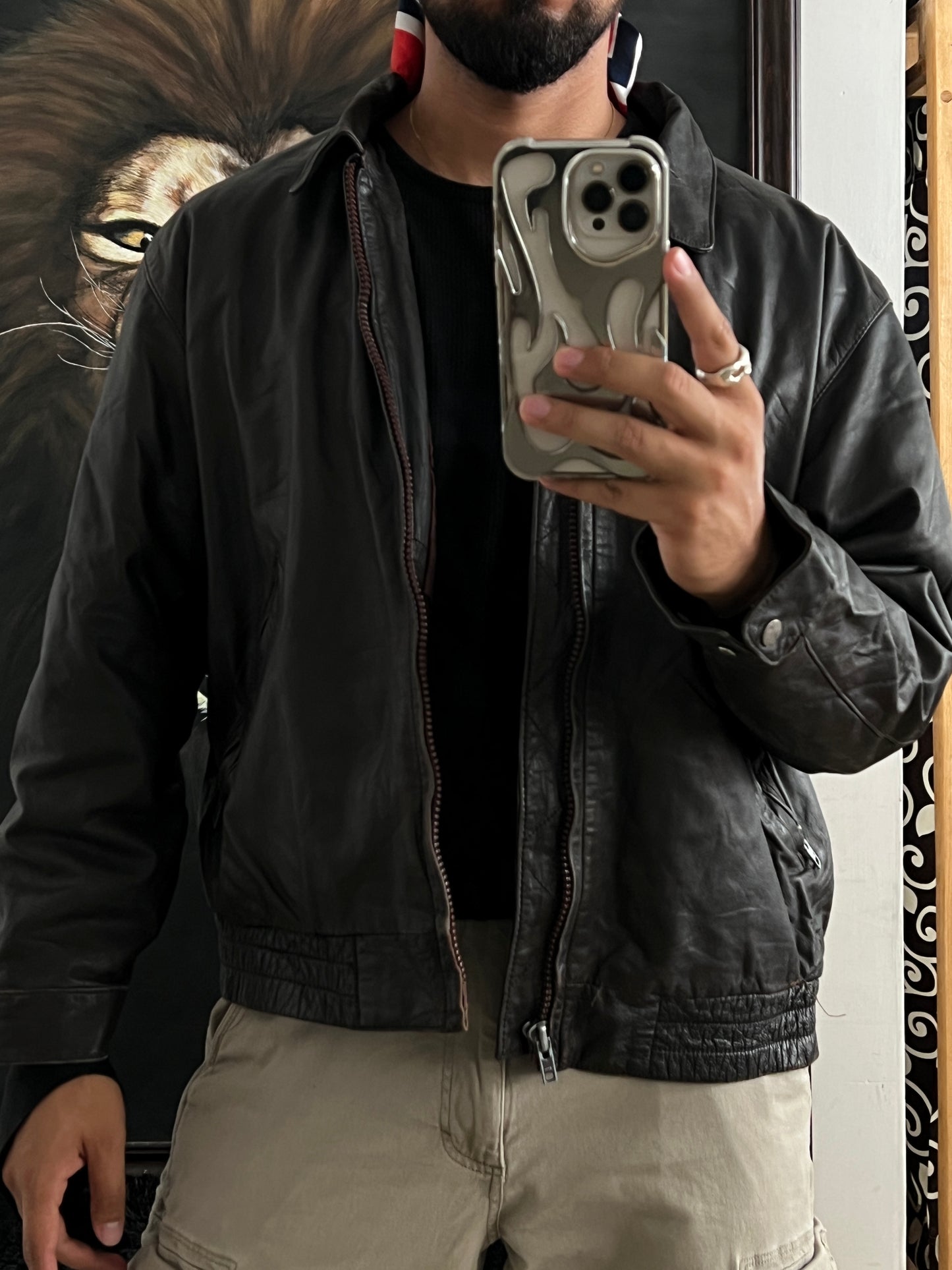 Vintage Leather Bomber jacket (M)